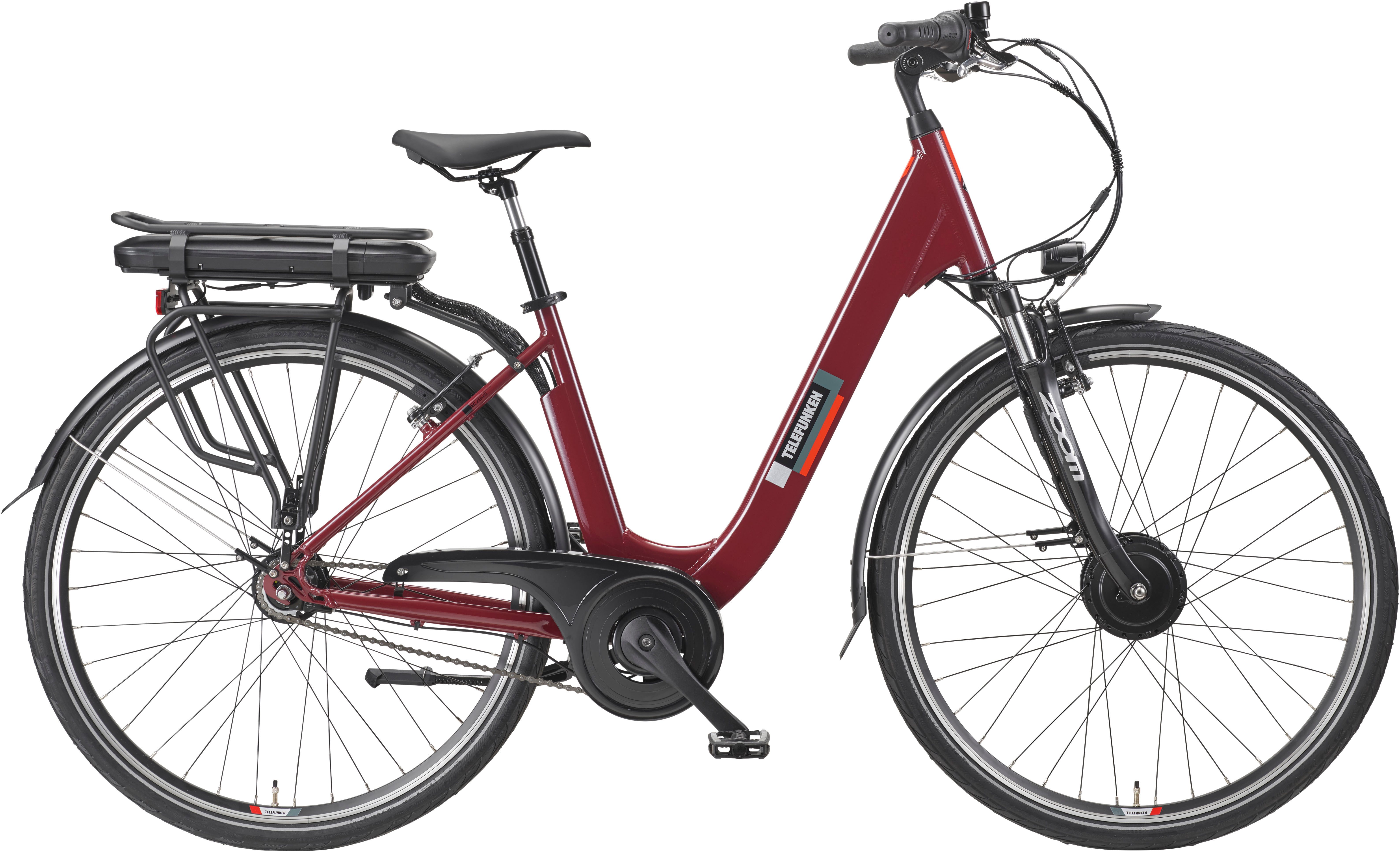Telefunken E-Bike Cityrad Multitalent RC845, 7 Gang Shimano, Nabenschaltung, Frontmotor, 468 Wh, (28 Zoll, Straßenzulassung, ca. 100 km Reichweite), Pedelec, Elektrofahrrad für Herren u. Damen, tiefer Einstieg