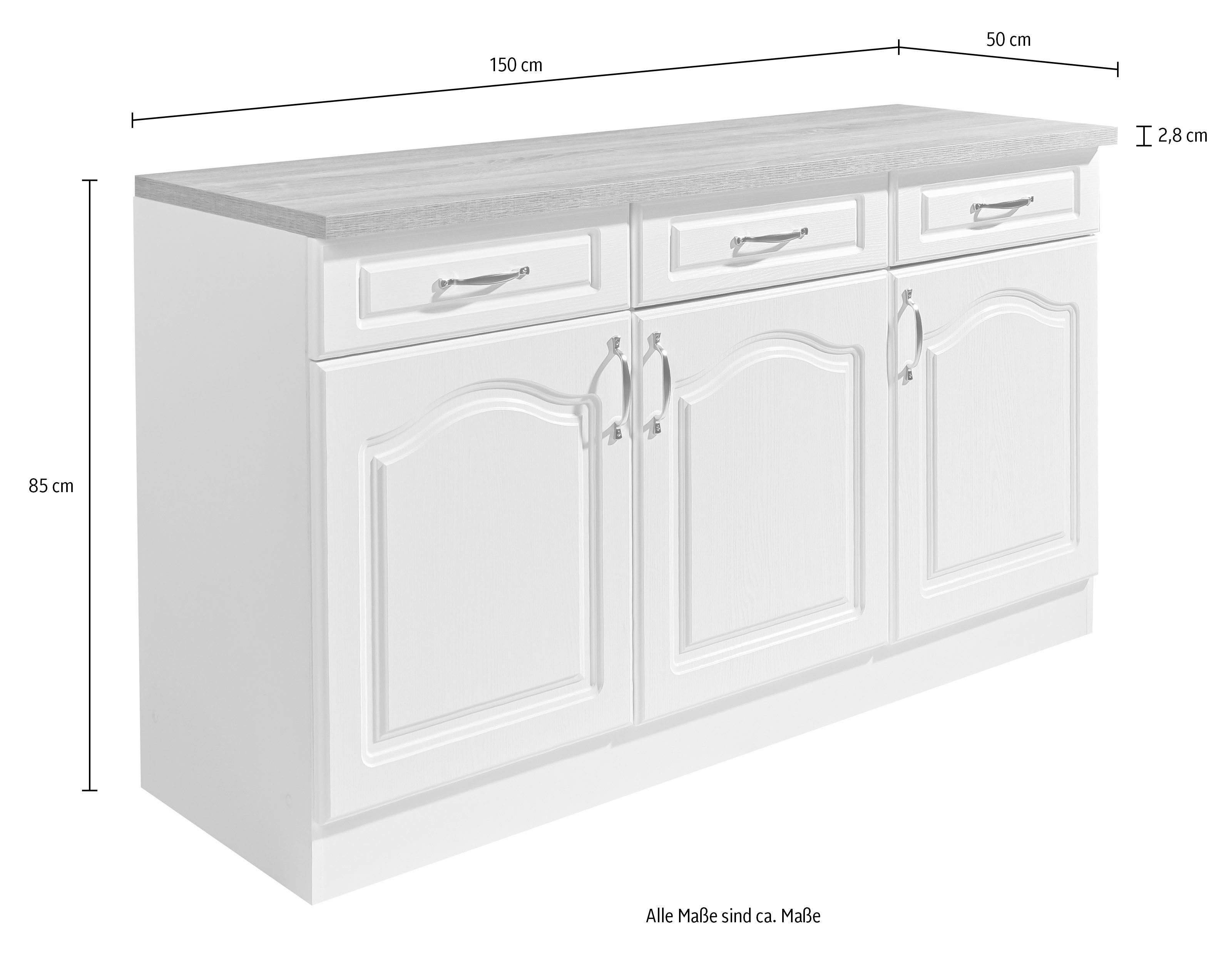 wiho Küchen Unterschrank Linz 150 cm breit, in Landhaus-Optik – Bild 5 von 5