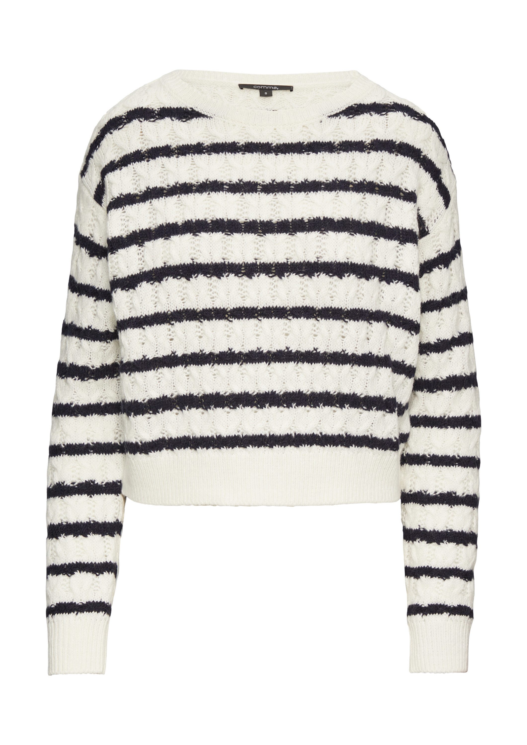 comma Longpullover Strickpullover Zopfstrickpullover aus Wollmix günstig online kaufen