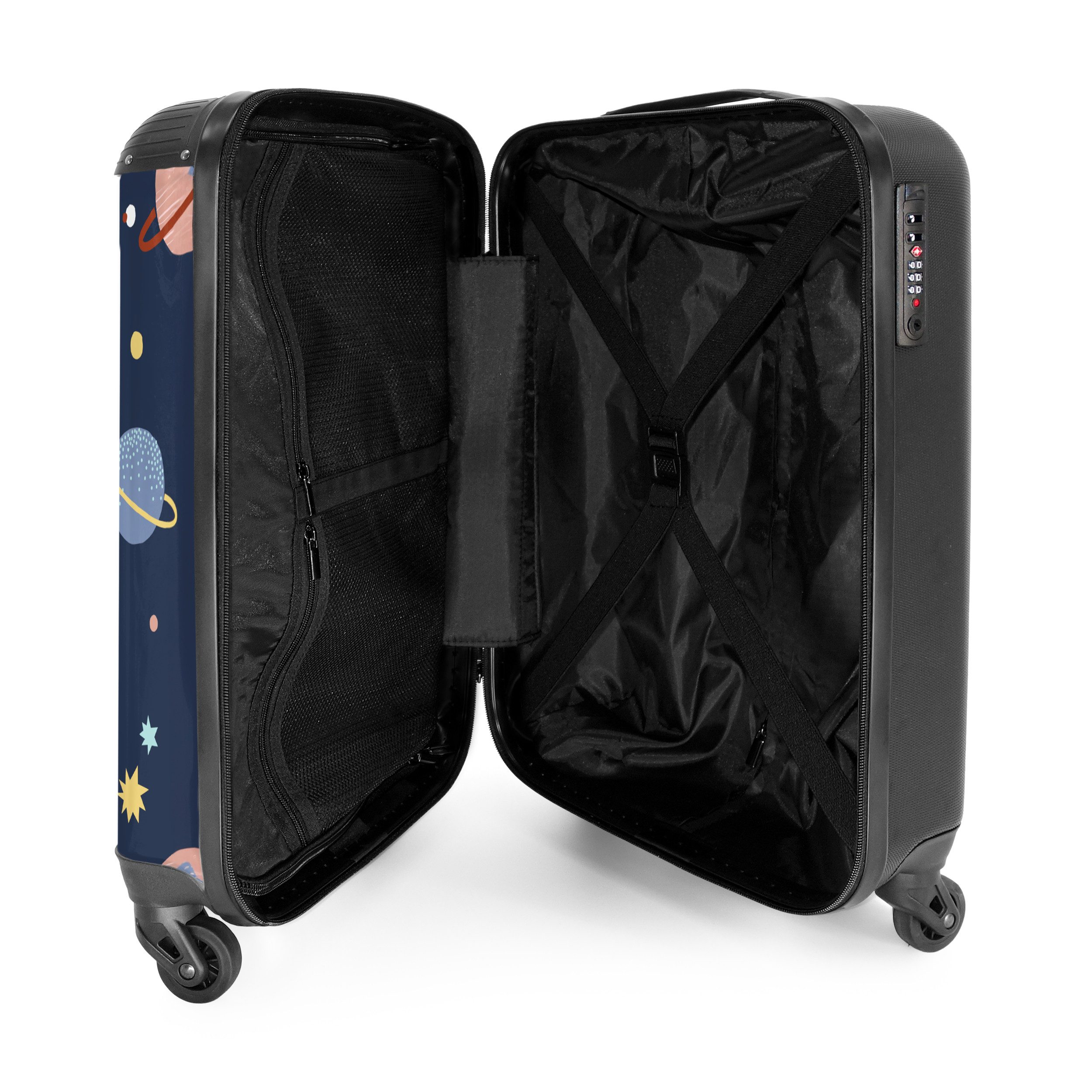 NoBoringSuitcases.com© Kinderkoffer Muster - Weltraum - Planeten - Sterne 55x35x20cm, Kinder Koffer Klein, Trolley Handgepäck, Reisekoffer – Bild 4 von 5