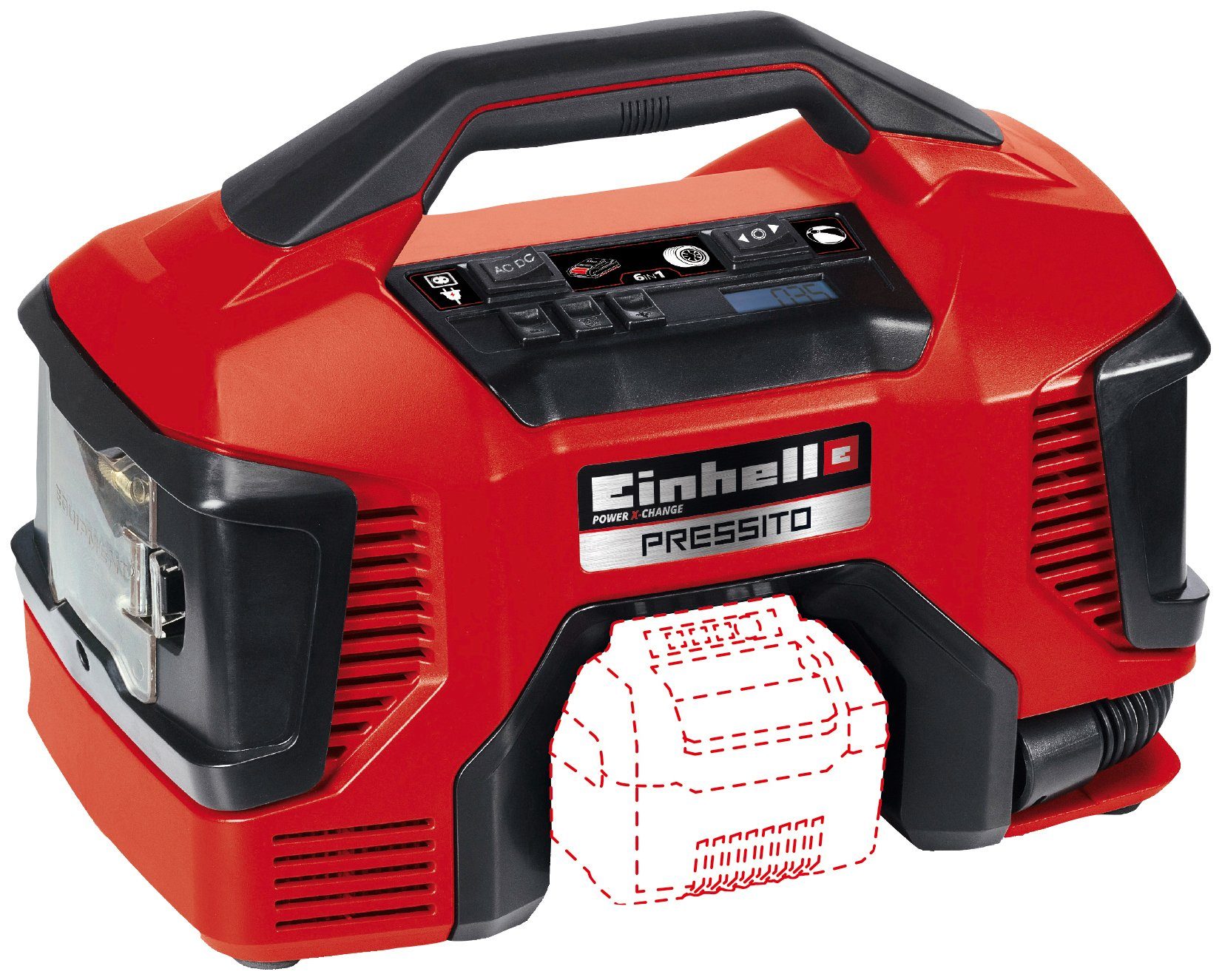 Einhell Kompressor Pressito, 90 W, max. 11 bar, 20 l, Power X-Change, inkl. Adapter-Set, ohne Akku & Ladegerät