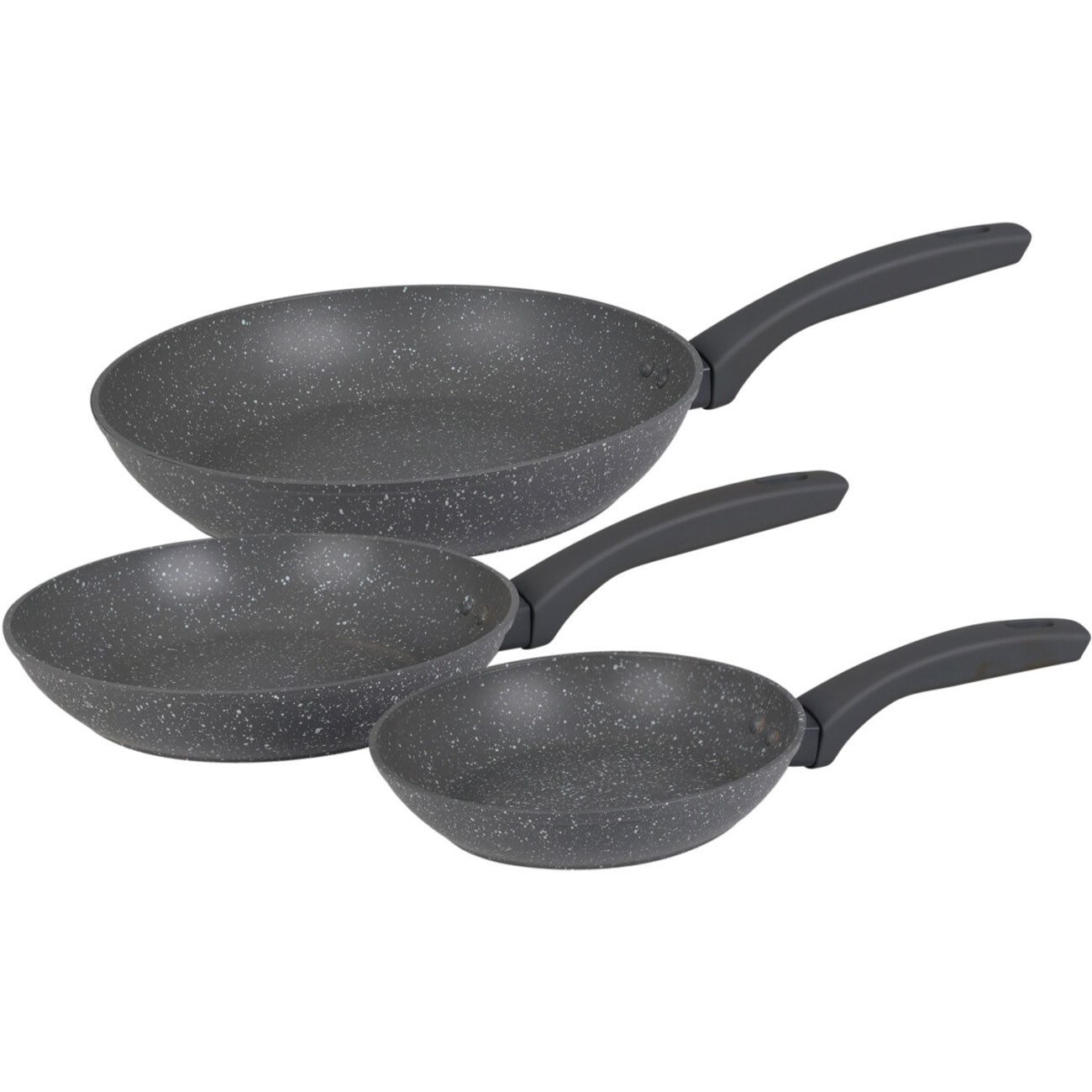Excellent Houseware Pfannen-Set 3er Pfannen-Set (20/24/28 cm) Grau-Marmoriert, Induktion & Antihaft, (3-tlg), Hochwertige Antihaftbeschichtung: Kochen mit besonders wenig Fett