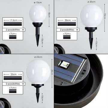 hofstein LED Solarleuchte »Lasa« Solarleuchten Kugellampen 3er Set, 3000 Kelvin, Kugelleuchten Kunststoff mit Erdspiess, Ein/Aus-Schalter, Solarlampen