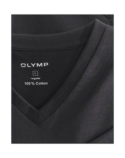 (Packung, schwarz T-Shirt OLYMP Regular 2-tlg., fit 2)