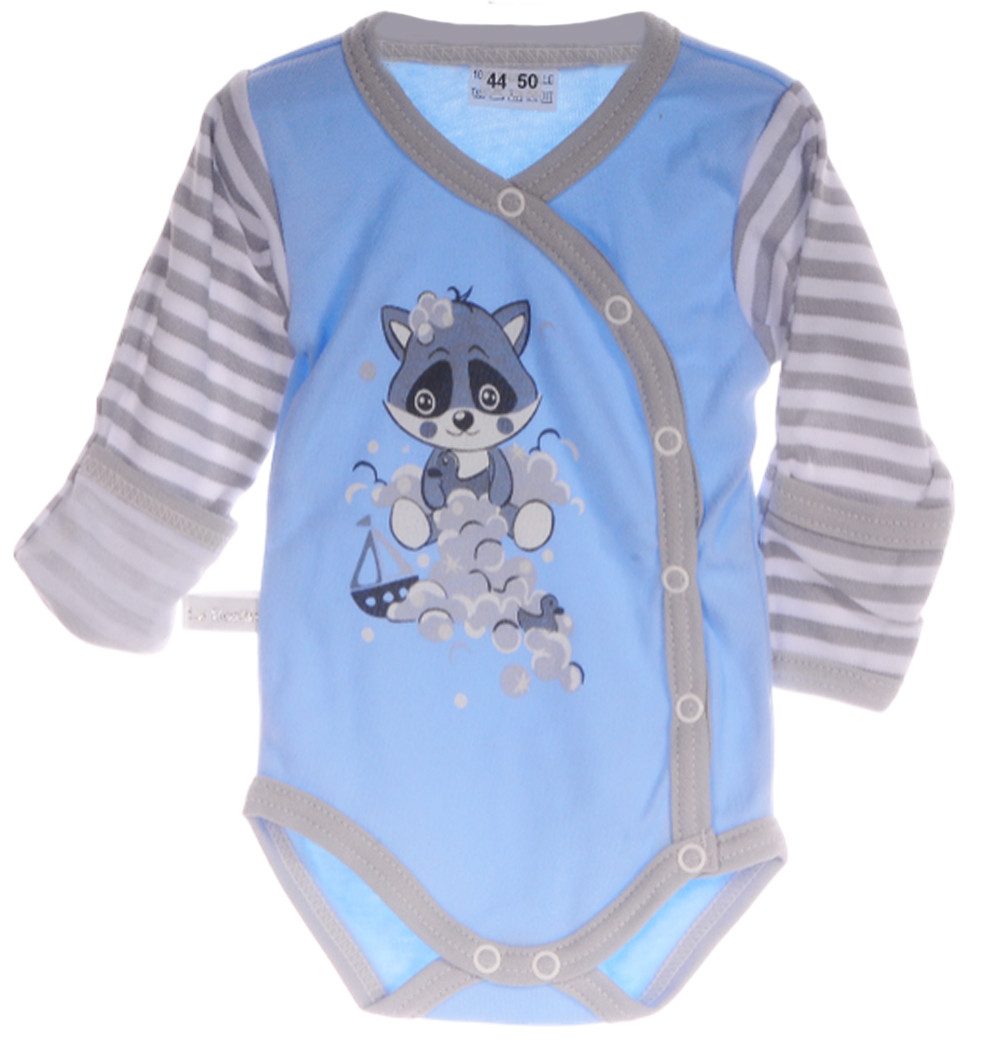 La Bortini Erstausstattungspaket Baby Anzug Body mit Kratzschutz Hose Mütze in Blau (3-teilig) aus Baumwolle, gestreift, 44 50 56 62 68 74 80 86