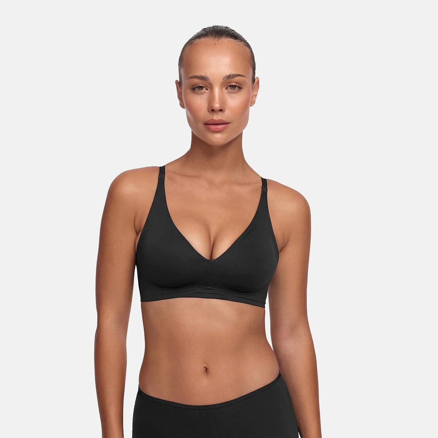cfab (creamy fabrics) Bügelloser BH Comfort Push-Up BH-Schwarz-2XL (1-tlg)