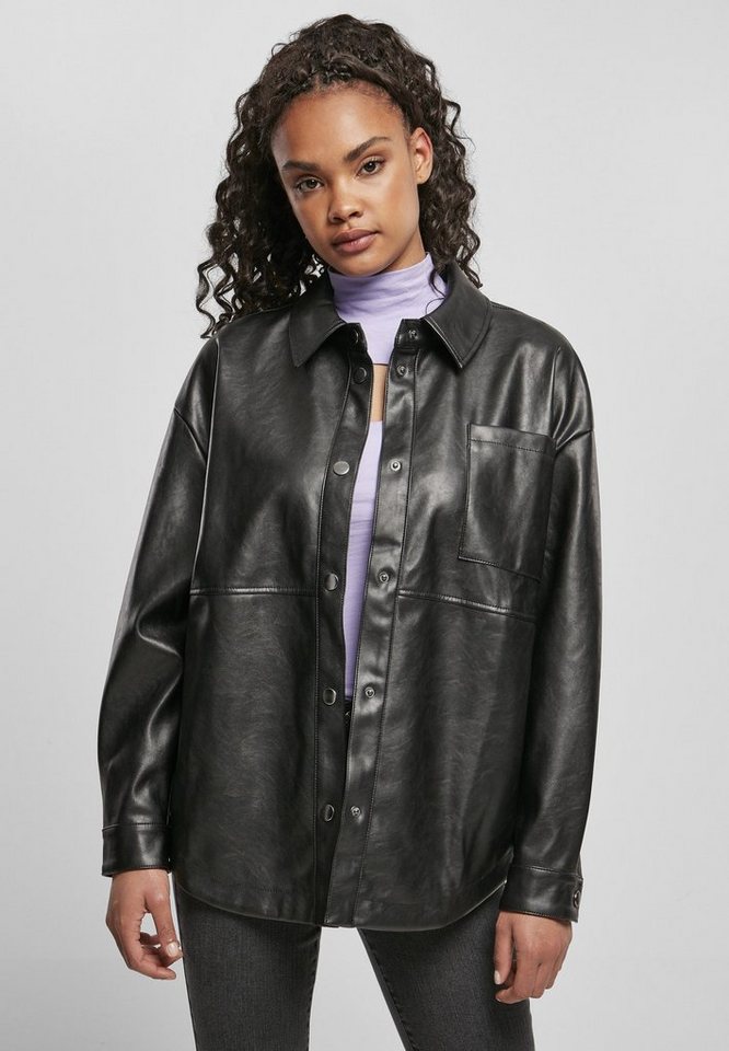 Leather Schultern Ladies Damen URBAN Overshirt, Passform mit CLASSICS Oversize Faux Überschnittenen Hemdbluse