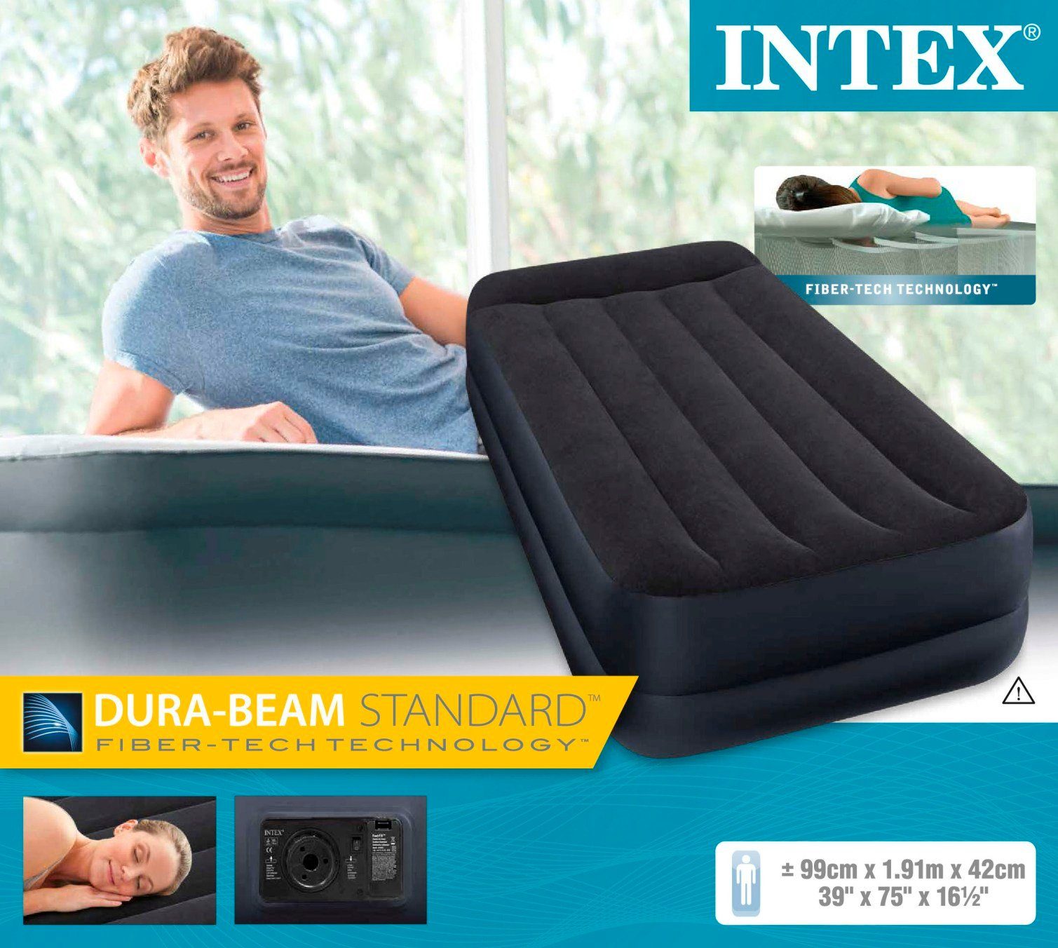 INTEX Luftbett mit Pumpe Gästebett Bett Matratze Luftmatratze selbstaufblasend 