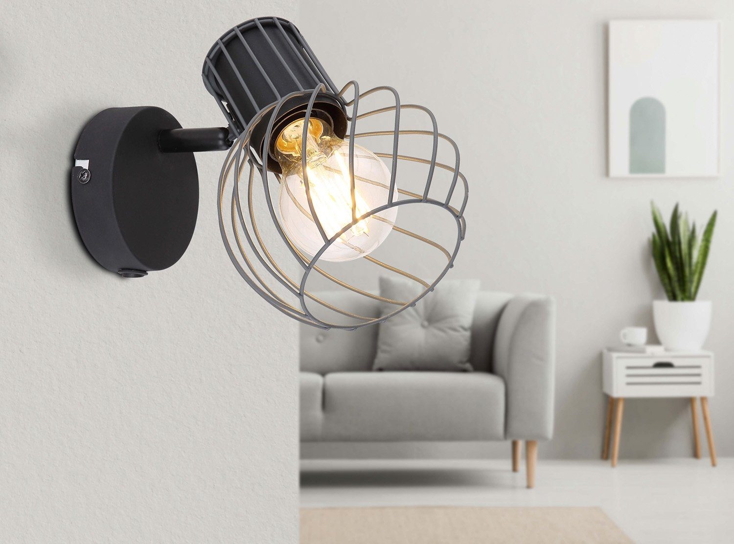 GLOBO LIGHTING Wandleuchte BEVERONE, Graphitfarben, B günstig online kaufen