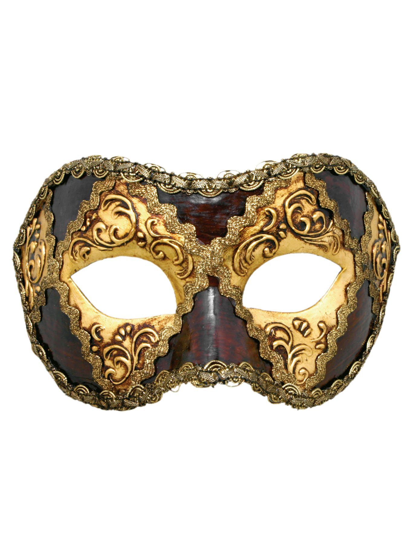 Verkleidungsmaske Colombina scacchi oro cuoio