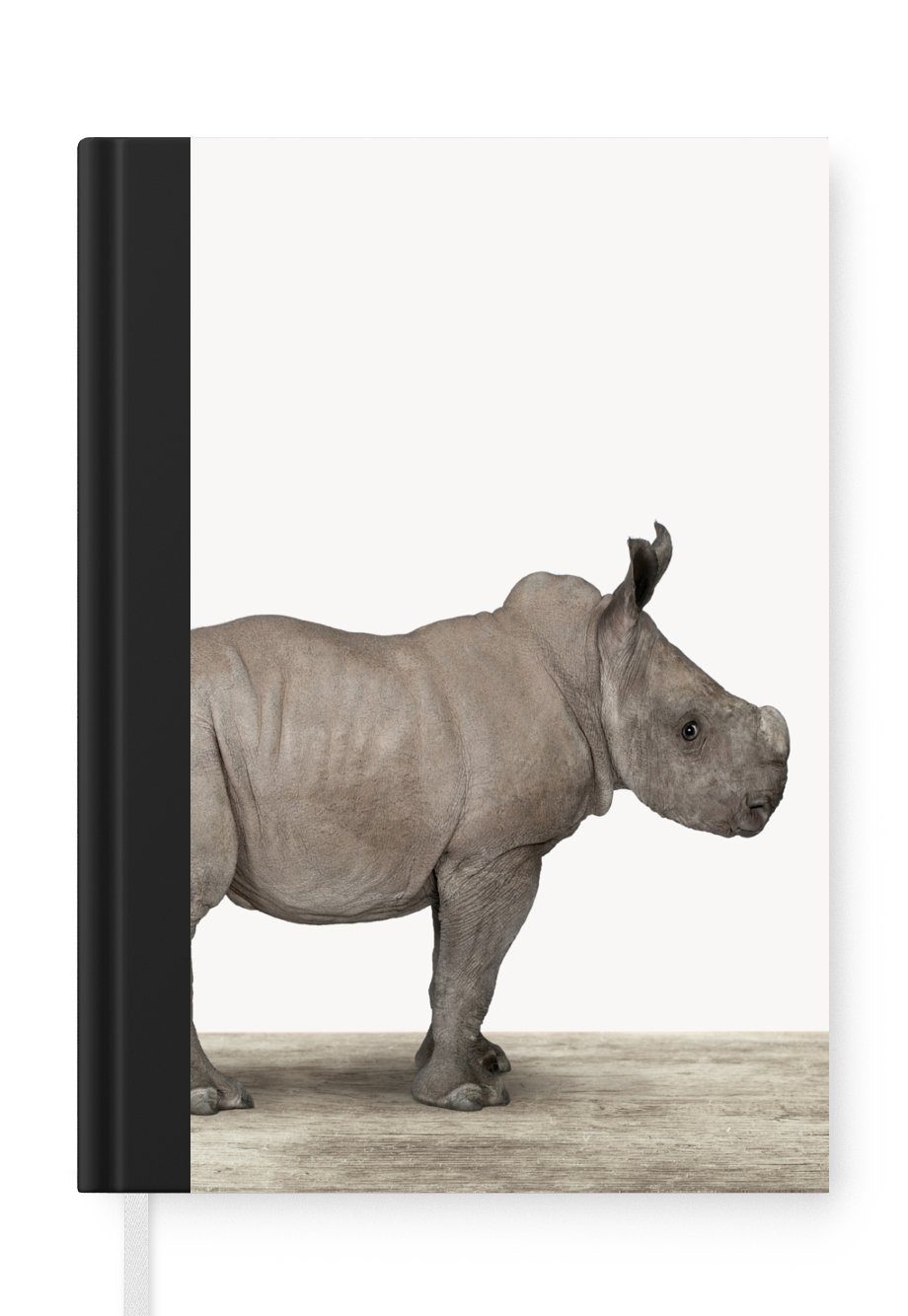 MuchoWow Notizbuch Rhinozeros - Tiere - Jungen - Mädchen, Journal, Merkzettel, Tagebuch, Notizheft, A5, 98 Seiten, Haushaltsbuch