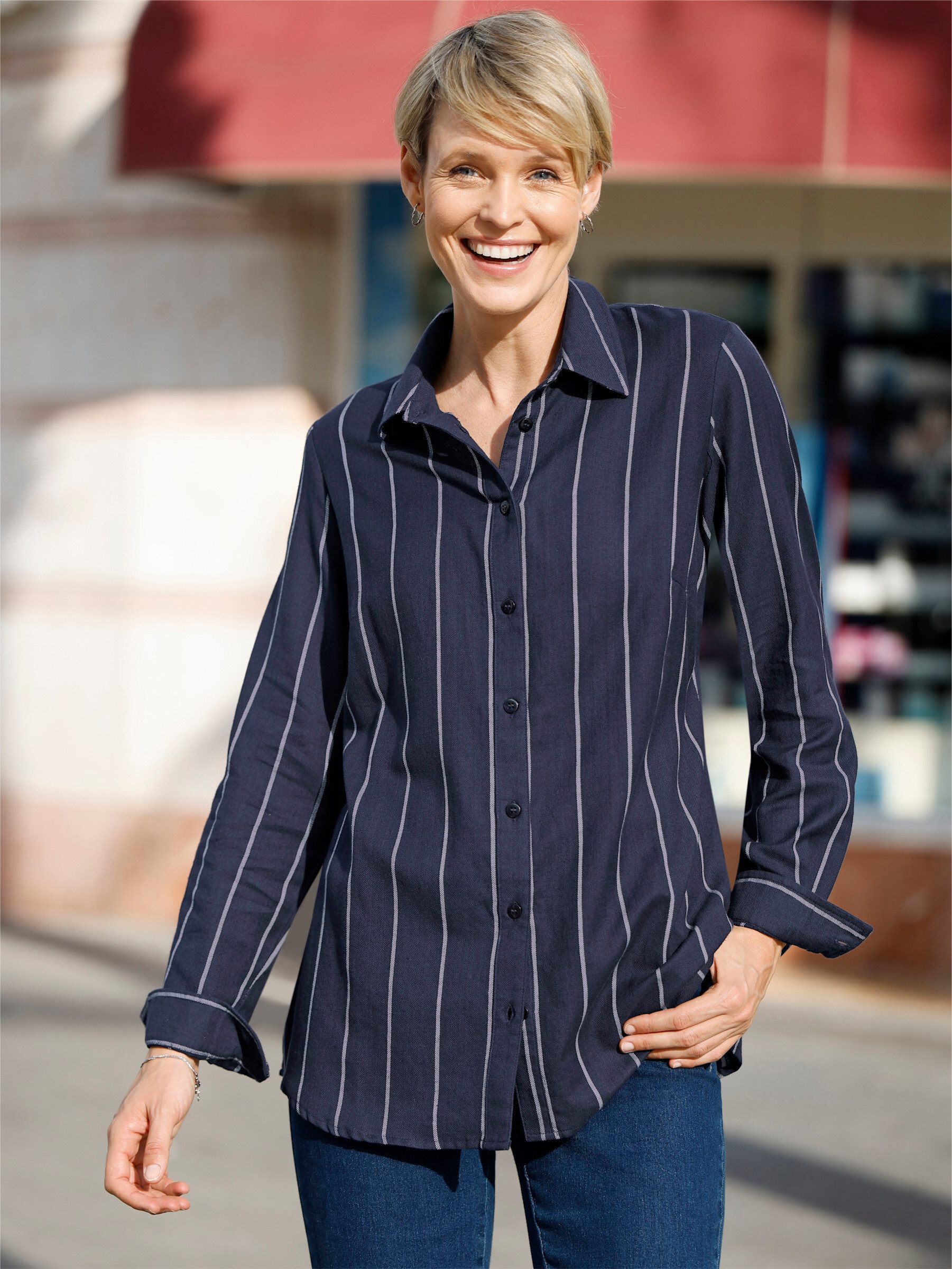 Sieh an! Klassische Bluse Longbluse Langarm