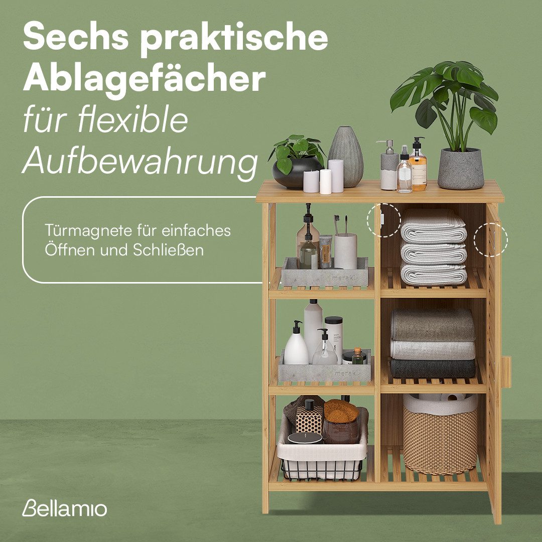 Bellamio Badmöbel-Set Newa aus Bambus, lackiert, (2er-Set, 1x Waschbeckenunterschrank, 1x Schrank mit 6 Fächern), in verschiedenen Set-Kombinationen erhältlich – Bild 5 von 5