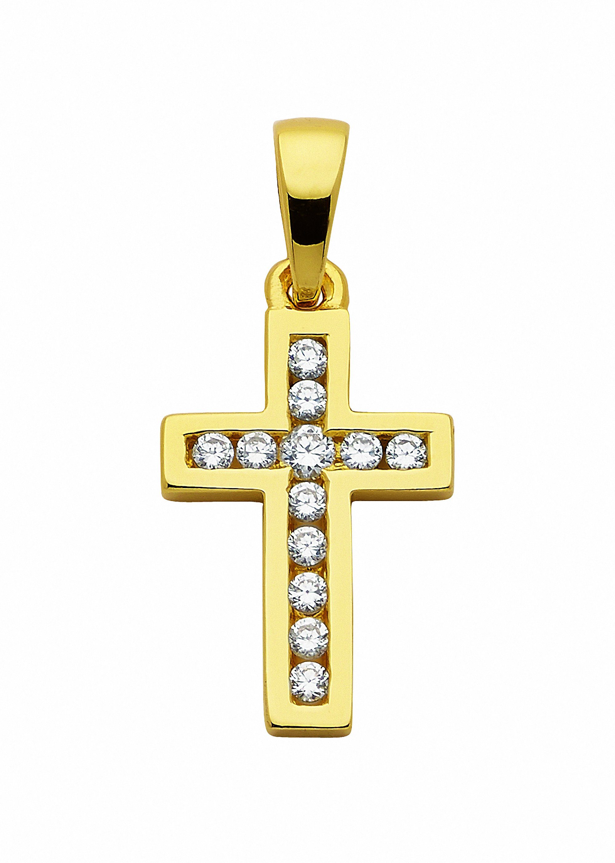 Adelia´s Kettenanhänger 925 Silber Kreuz Anhänger mit Zirkonia, mit Zirkonia Silberschmuck für Damen & Herren | Kettenanhänger