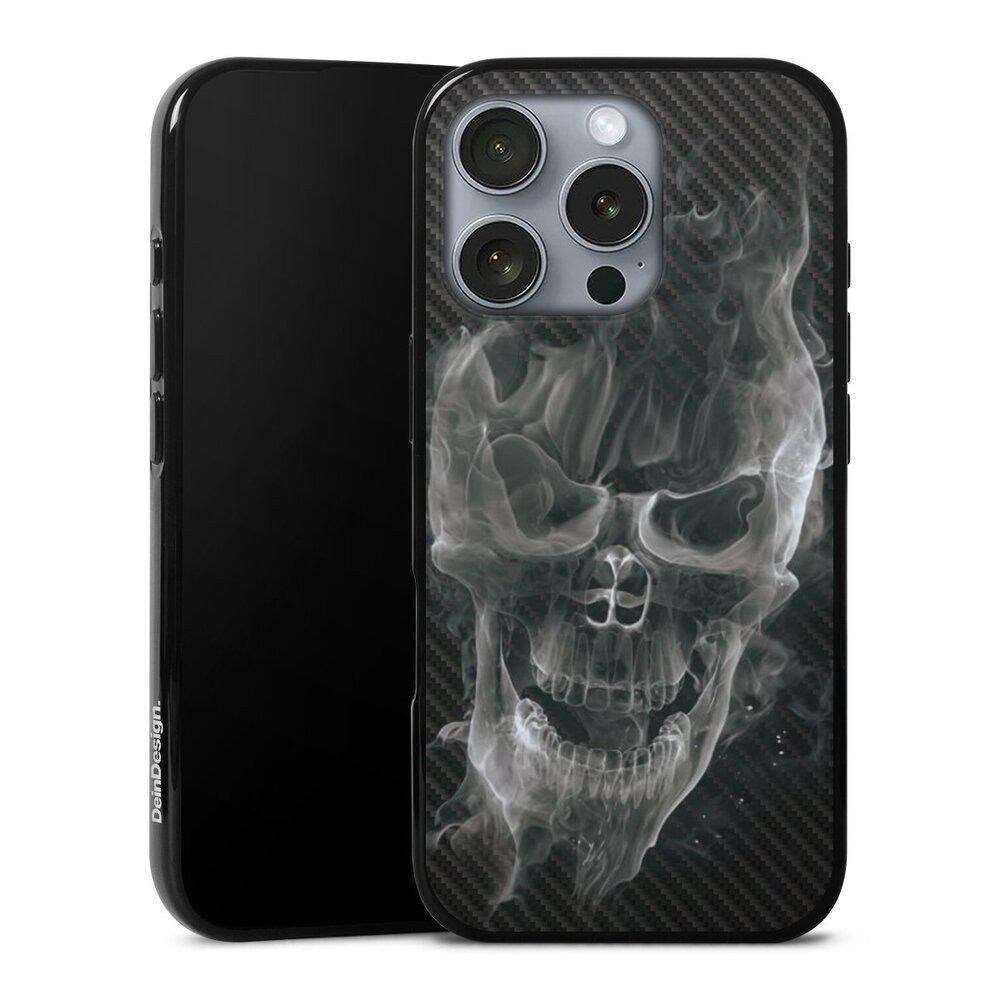 Handyhülle Totenkopf Schädel Carbon Smoke Skull Carbon