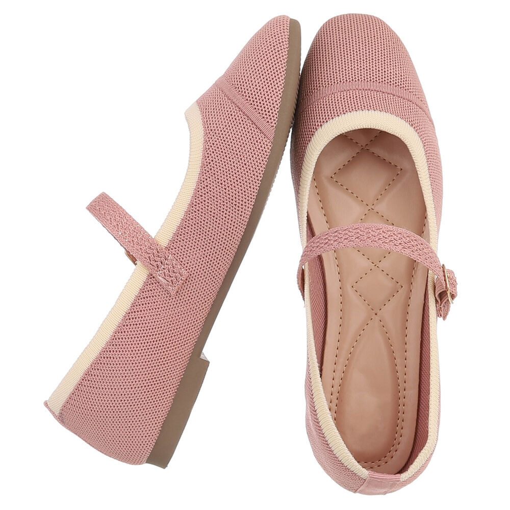 Ital-Design Bequeme Ballerinas mit Riemenverschluss für Damen Schnürpumps (91512211) Blockabsatz Riemchenballerinas in Altrosa