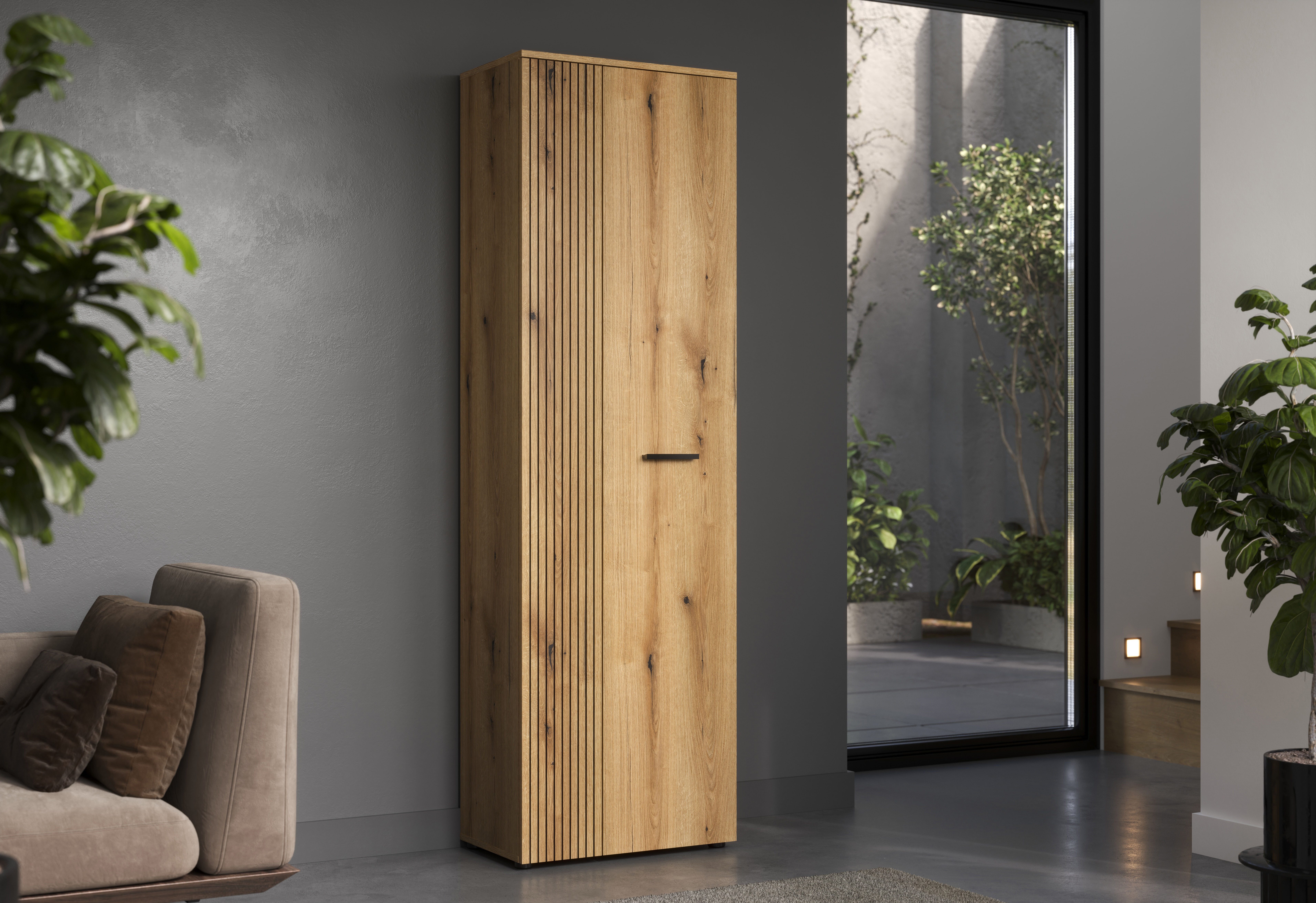 Home affaire Garderobenschrank Amrum (1-St) Garderobenschrank mit 2 Türen & 1 Kleiderstange – (B/T/H) 60/36/196 cm