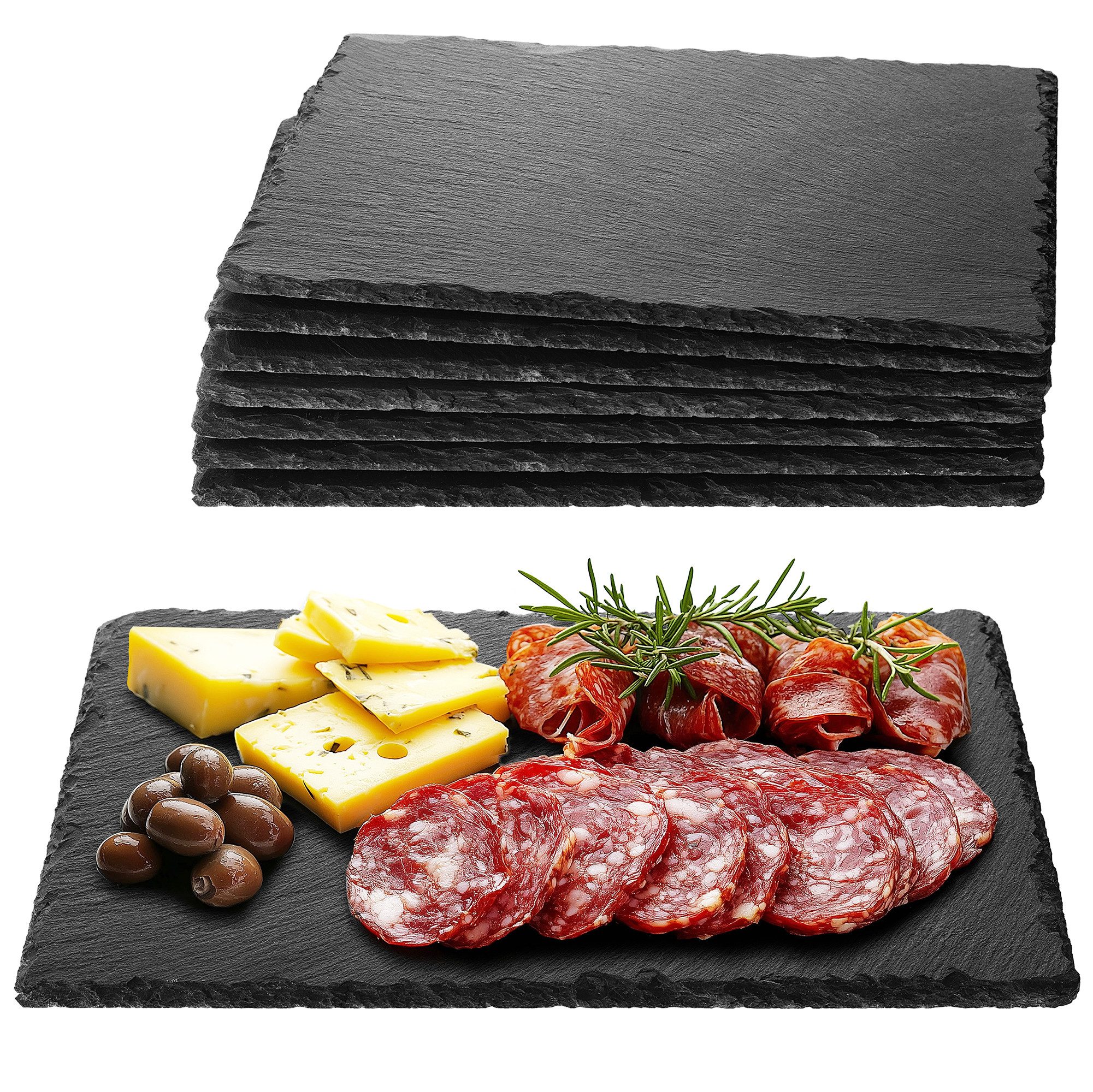 Servierplatte Schiefer Teller Platzset 8-teilig 30x20cm Schieferplatten