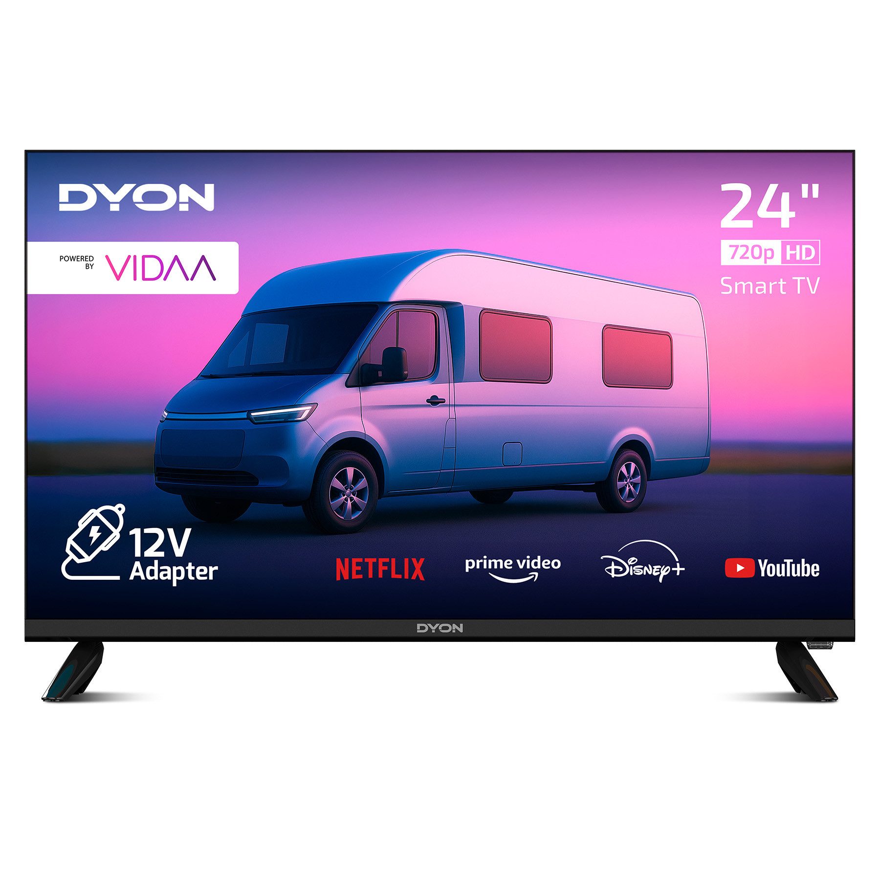 Dyon Smart 24 VX-V LED-Fernseher (60 cm/24 Zoll, HD, Smart-TV, 24" Smart-TV, 12V, Appstore, Hotelmodus – perfekt fürs Camping)