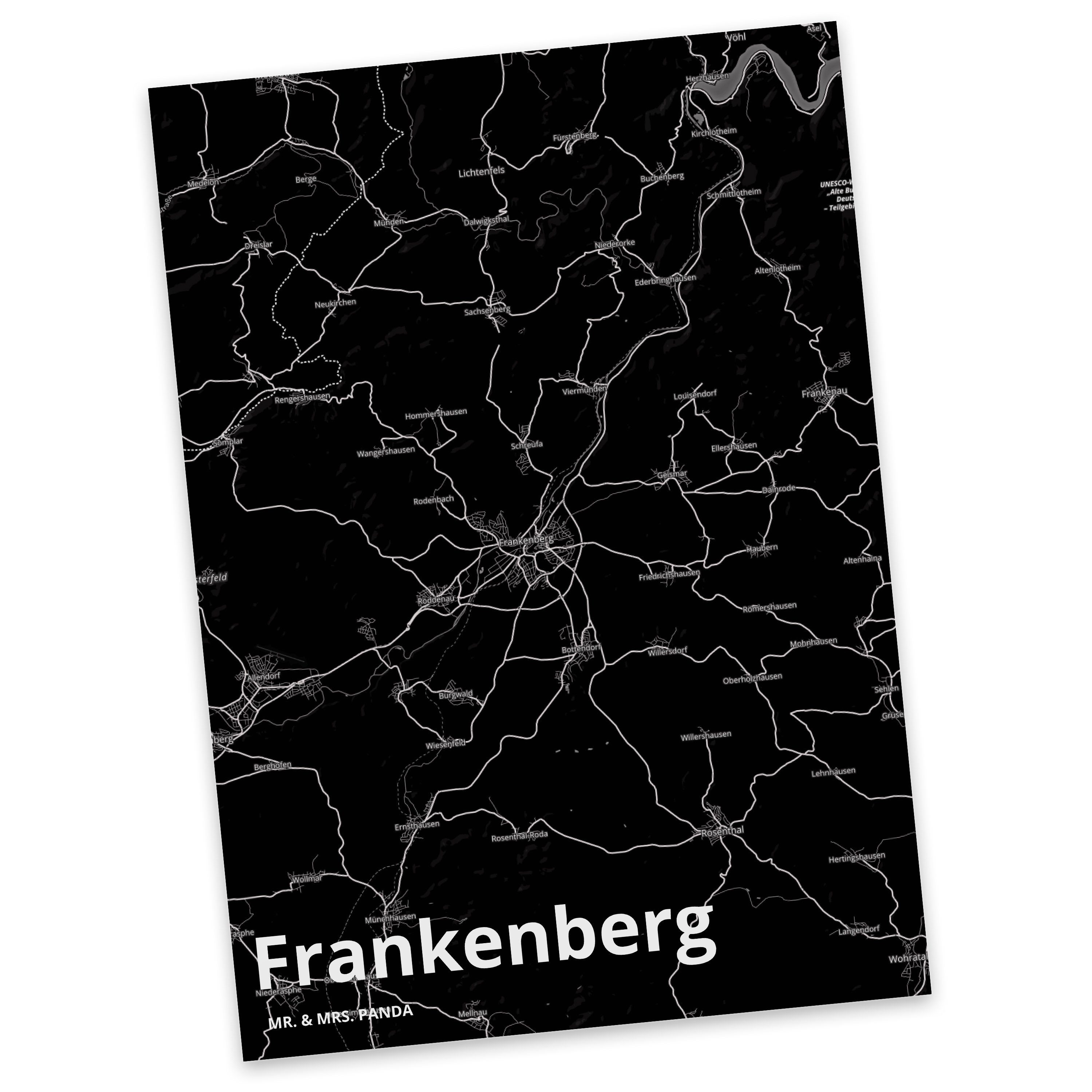Mr. & Mrs. Panda Postkarte Frankenberg - Geschenk, Stadt Dorf Karte Landkarte Map Stadtplan, Ort