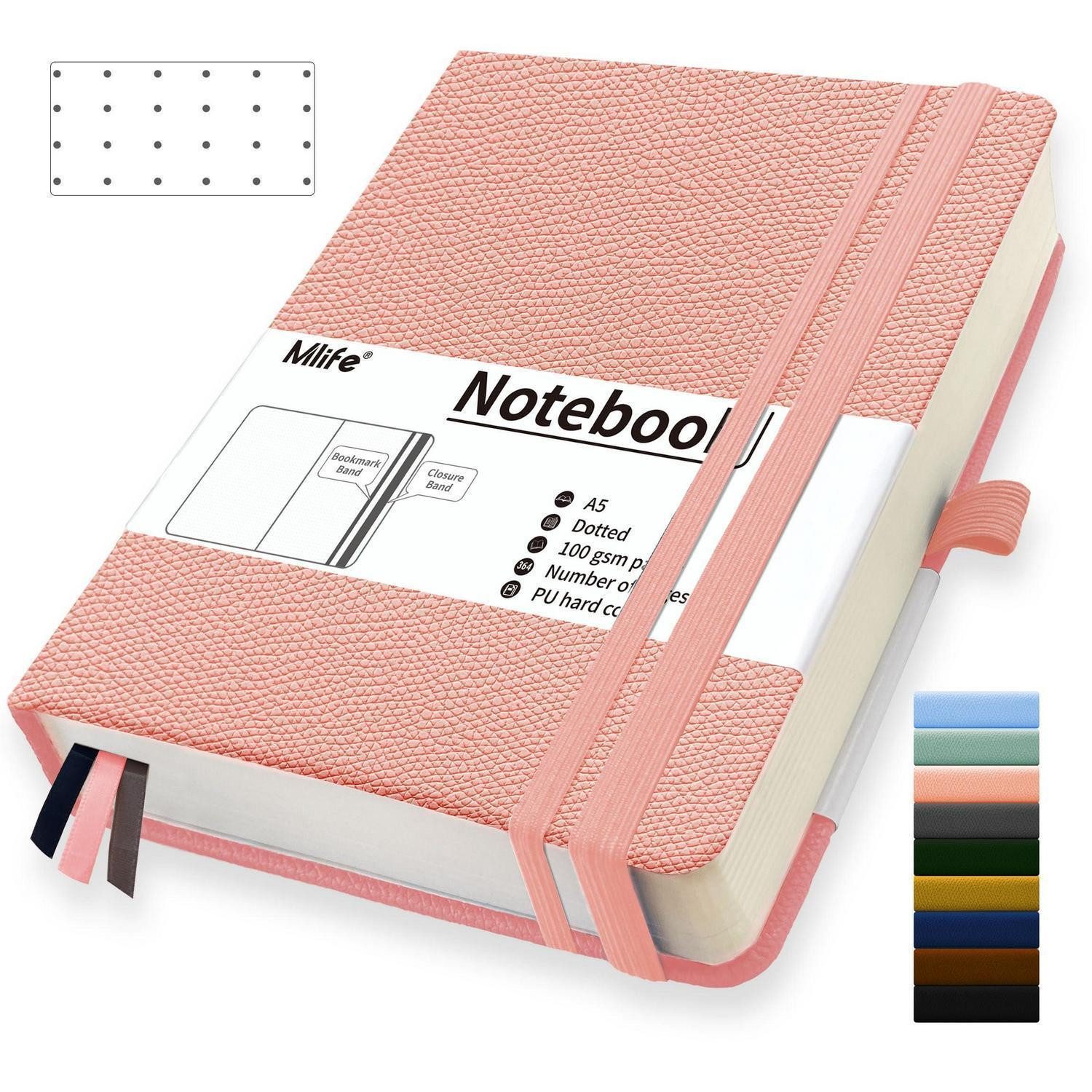 LuxusKollektion Notizbuch Notizbuch A5 Dotted Hardcover Rosa 360 Seiten