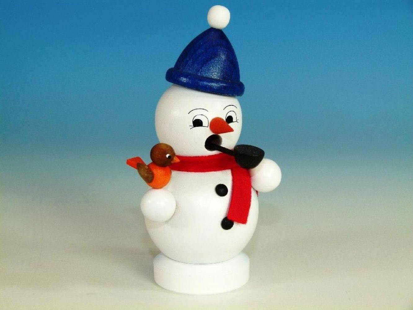 Ullrich Kunsthandwerk Фигурка курильщик Räuchermann Schneemann mit Vogel Höhe=10,5cm NEU