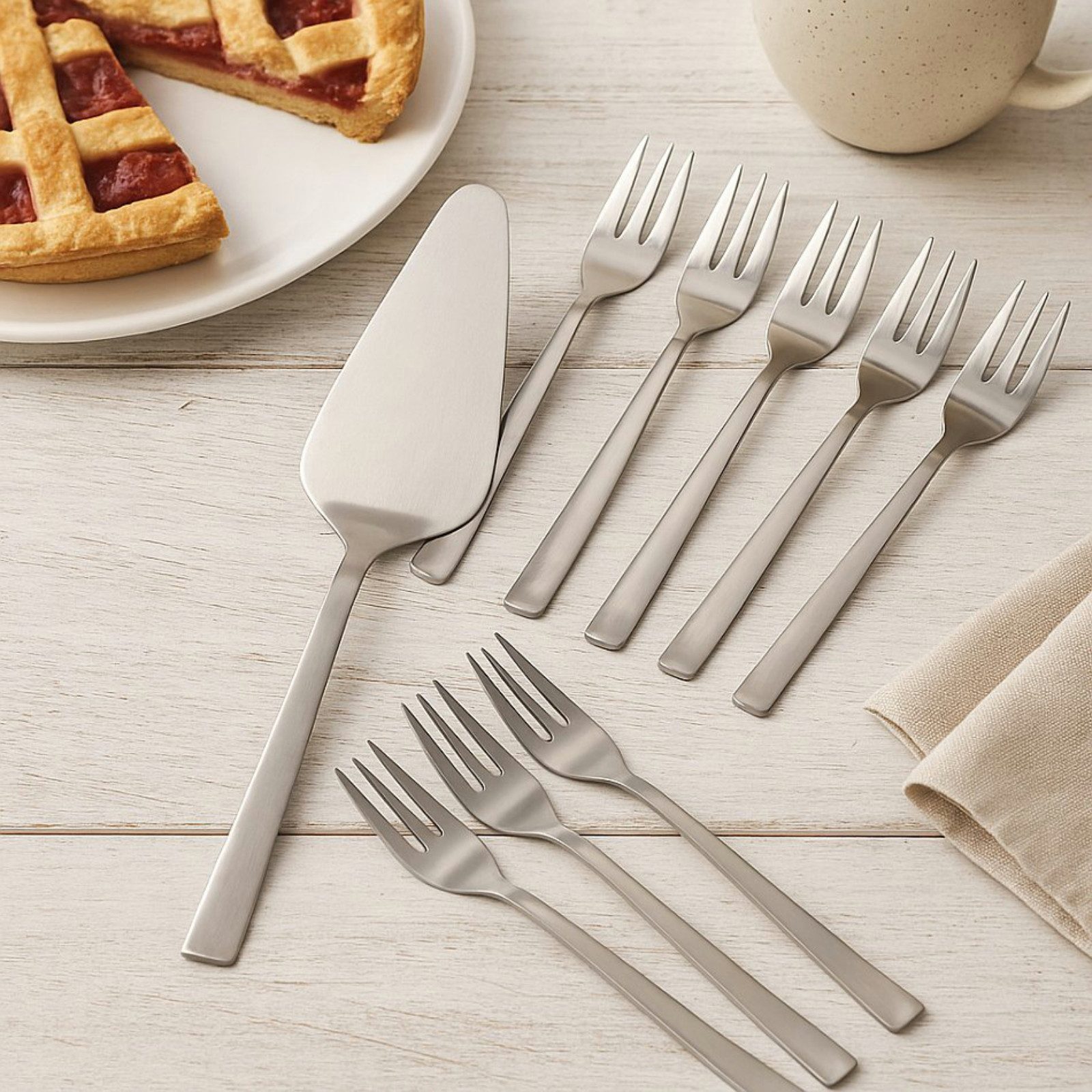 Koopman Tortenbodenheber Tortenheber Kuchenheber Gabel Edelstahl 9 Tlg. Set, 9tlg, Silberfarbend, Edelstahl, Spülmaschinenfest, Dessertset
