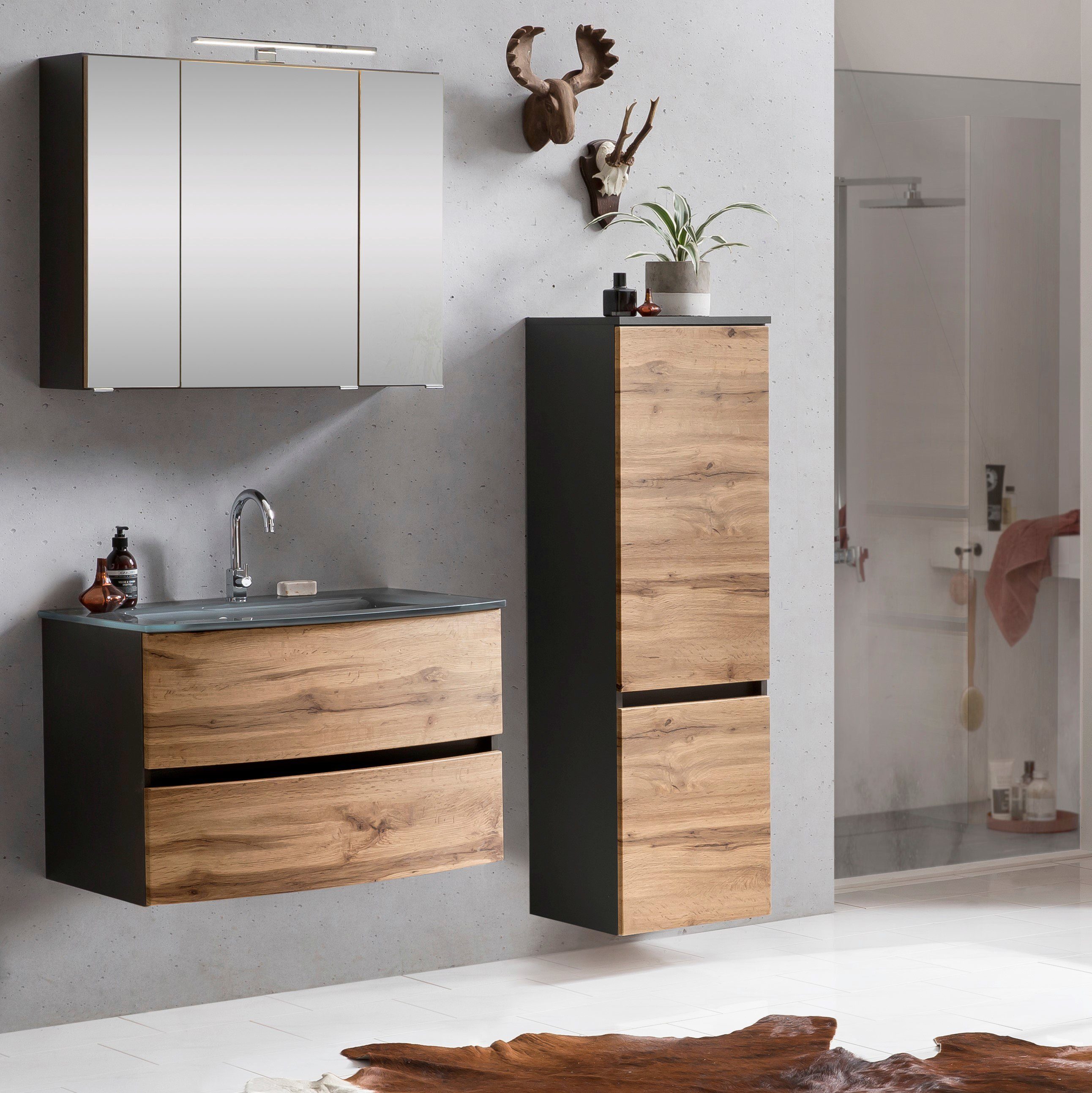 welltime Badezimmer-Set Kaunas, (Set, 3-St), bestehend aus Waschtisch-Set m günstig online kaufen