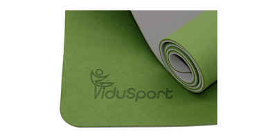 Fidusport Yogamatte TPE Gymnastikmatte Fitnessmatte Turnmatte Yoga 183x61 Dunkel Grün, Alignment-Markierungen, Erhöhte Struktur, Rutschfest