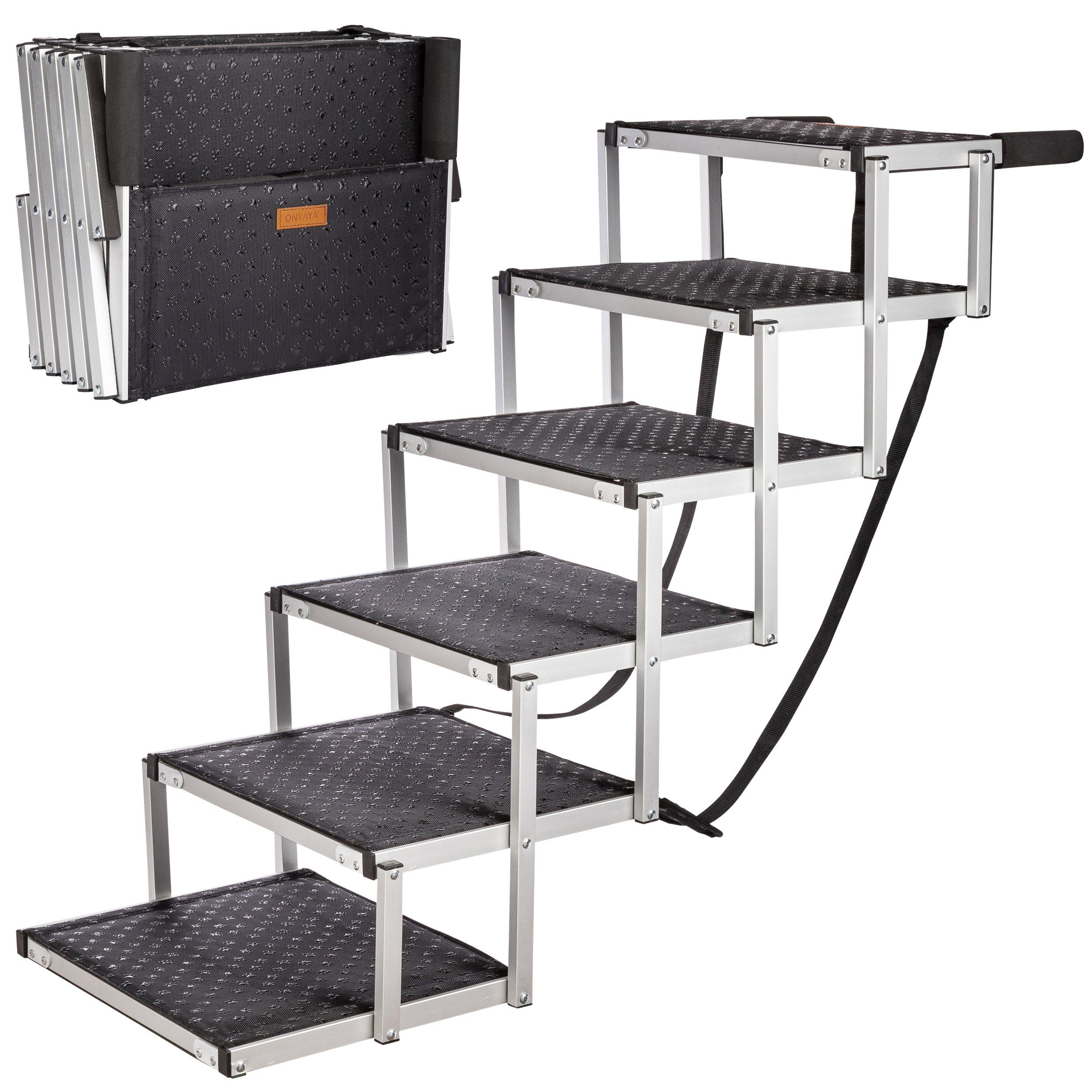 ONVAYA Hunderampe Hundetreppe faltbar, 5 Stufen, 6 Stufen, Hunderampe, Alum günstig online kaufen