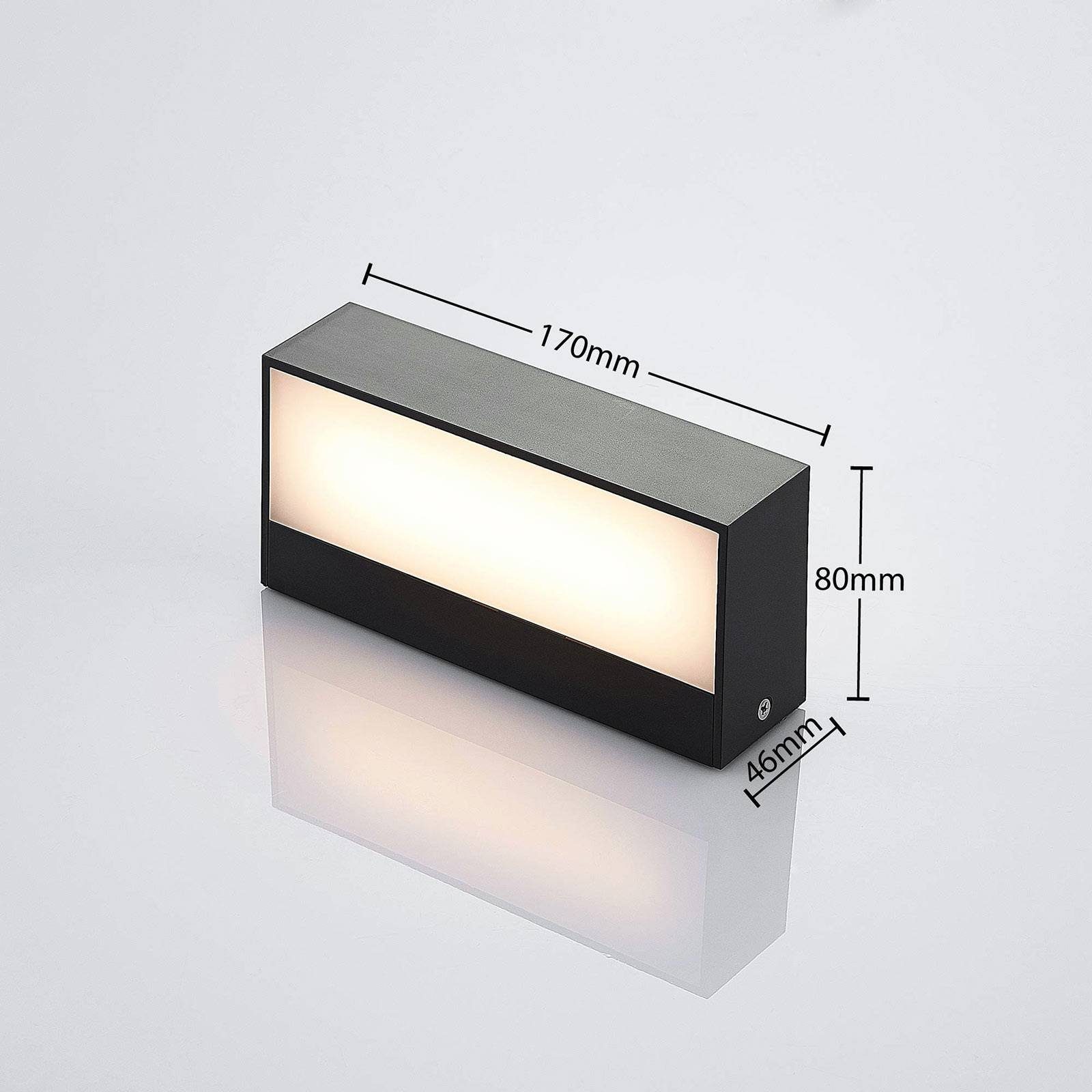 fest Nienke, Polycarbonat, 1 ABS, (RAL Lindby 7024), LED flammig weiß, warmweiß, Modern, LED-Leuchtmittel dunkelgrau Außen-Wandleuchte verbaut,