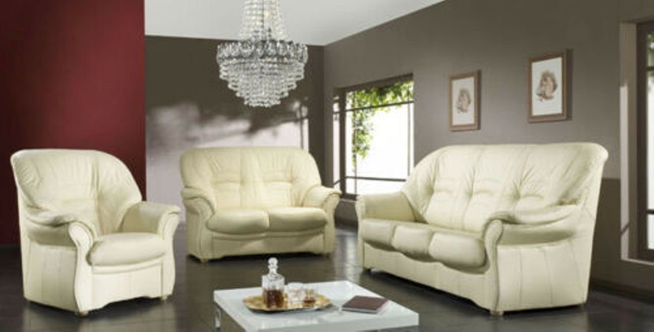 JVmoebel Sofa Klassische Sofa Echtleder Sofagarnitur 3+1 Sitz Couch Polster Garnitur, Made in Europe