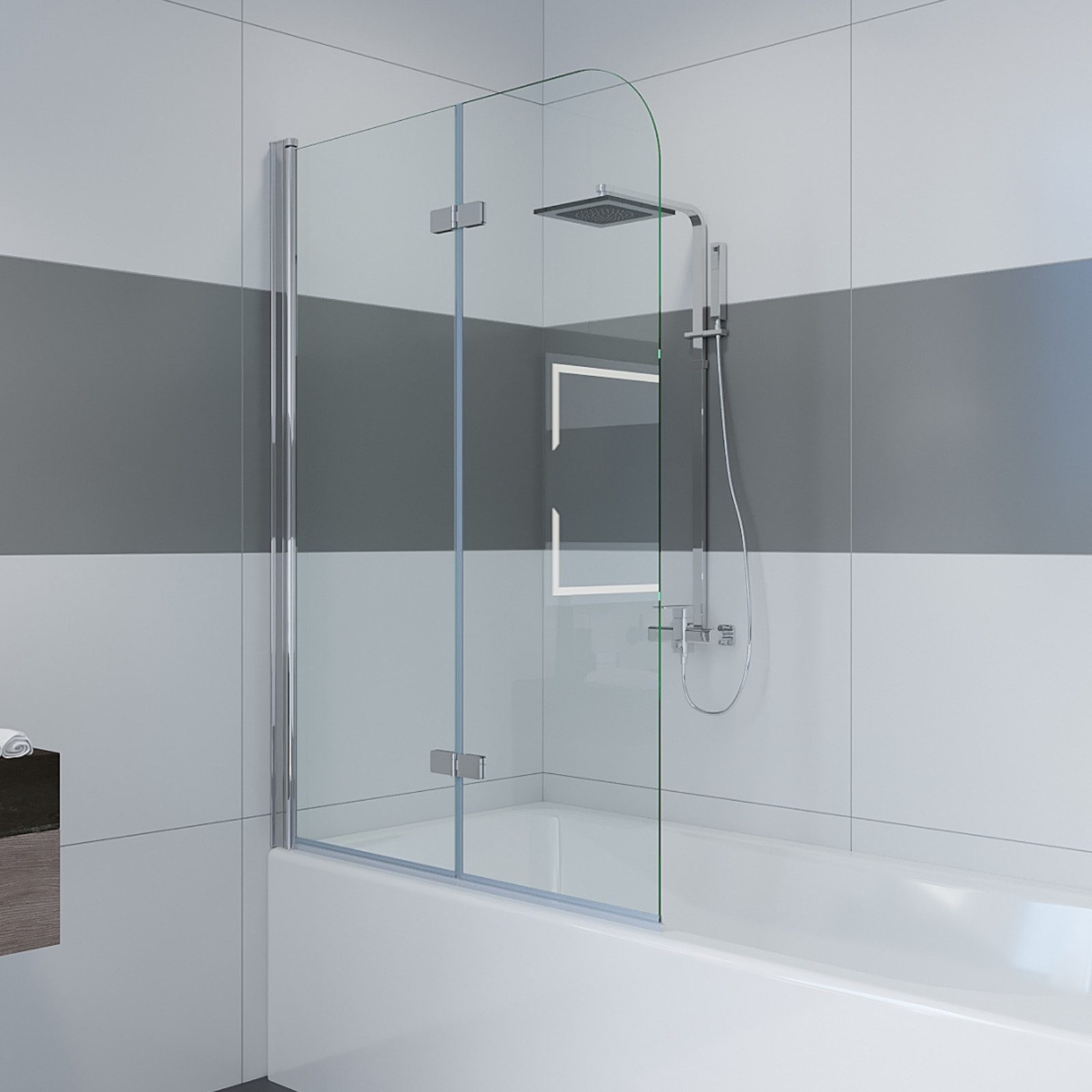 IMPTS Badewannenaufsatz Duschwand für Badewanne Badewannenfaltwand günstig online kaufen