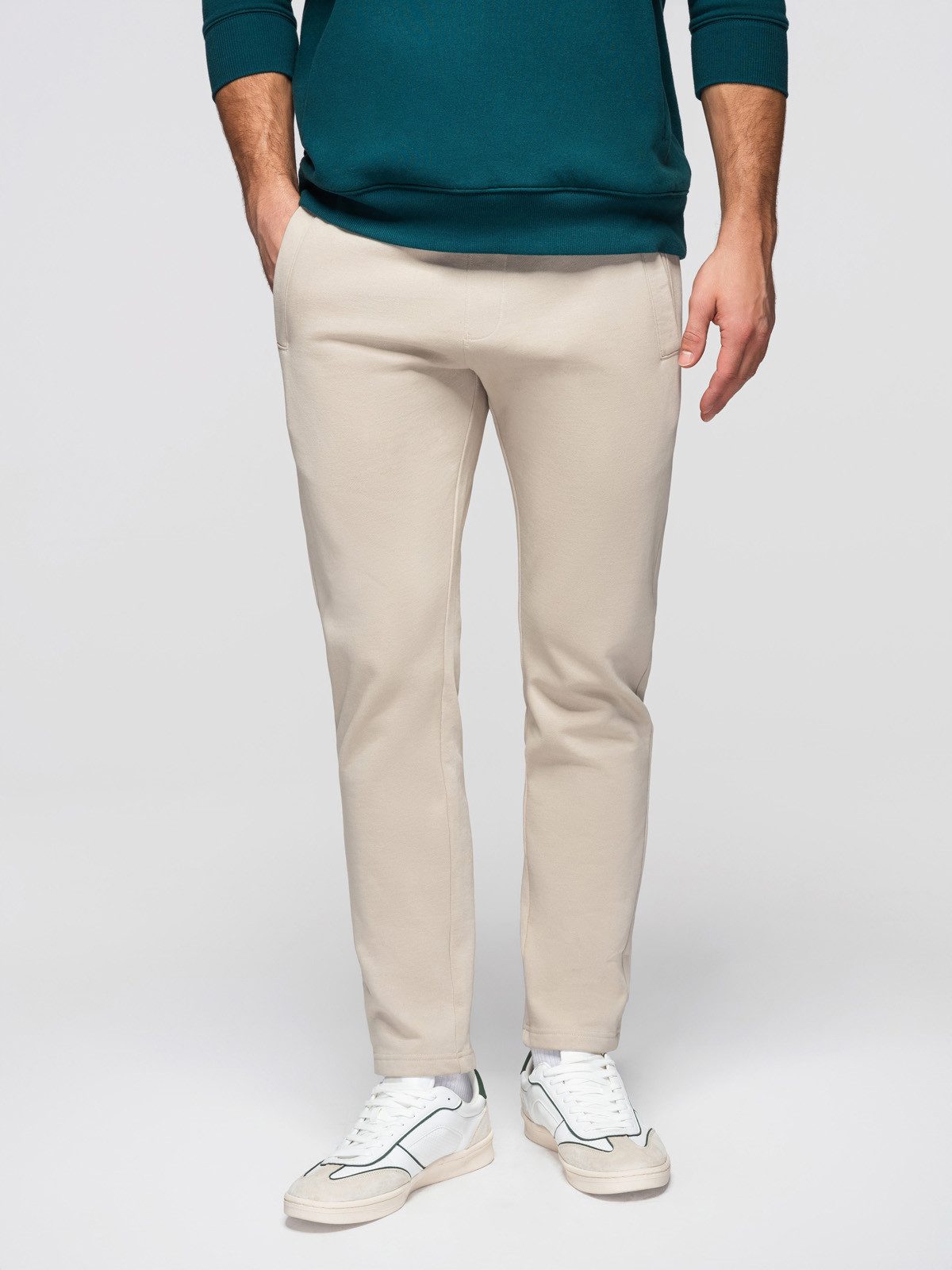 OMBRE Sweatpants Herren Jogginghose Slim Fit Baumwolle Basic Hellgrau L (kein Set, 1-tlg) weiche Baumwolle, leicht taillierter Schnitt
