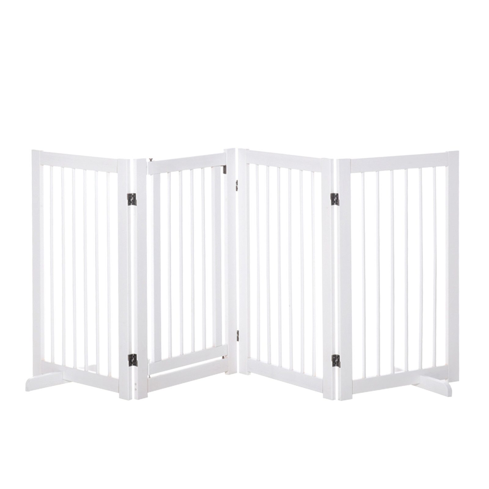 PawHut Hundegitter Hund Freistehendes 220 x 91 cm Holz Treppengitter 4 Paneelen (Schutzgitter, 1 St., Einzelprodukt), Faltbar, rutschfest, robust – Bild 2 von 5