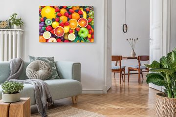 Sinus Art Leinwandbild 120x80cm Wandbild auf Leinwand Früchte Obst Farbenfroh Bunt Küche, (1 St)