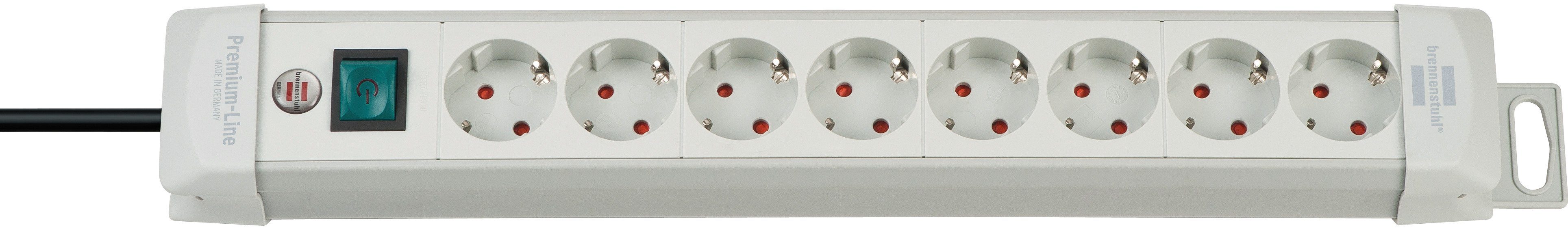 Brennenstuhl Premium-Line Steckdosenleiste 8-fach (Ein- / Ausschalter, Kabellänge 3 m), mit Schalter