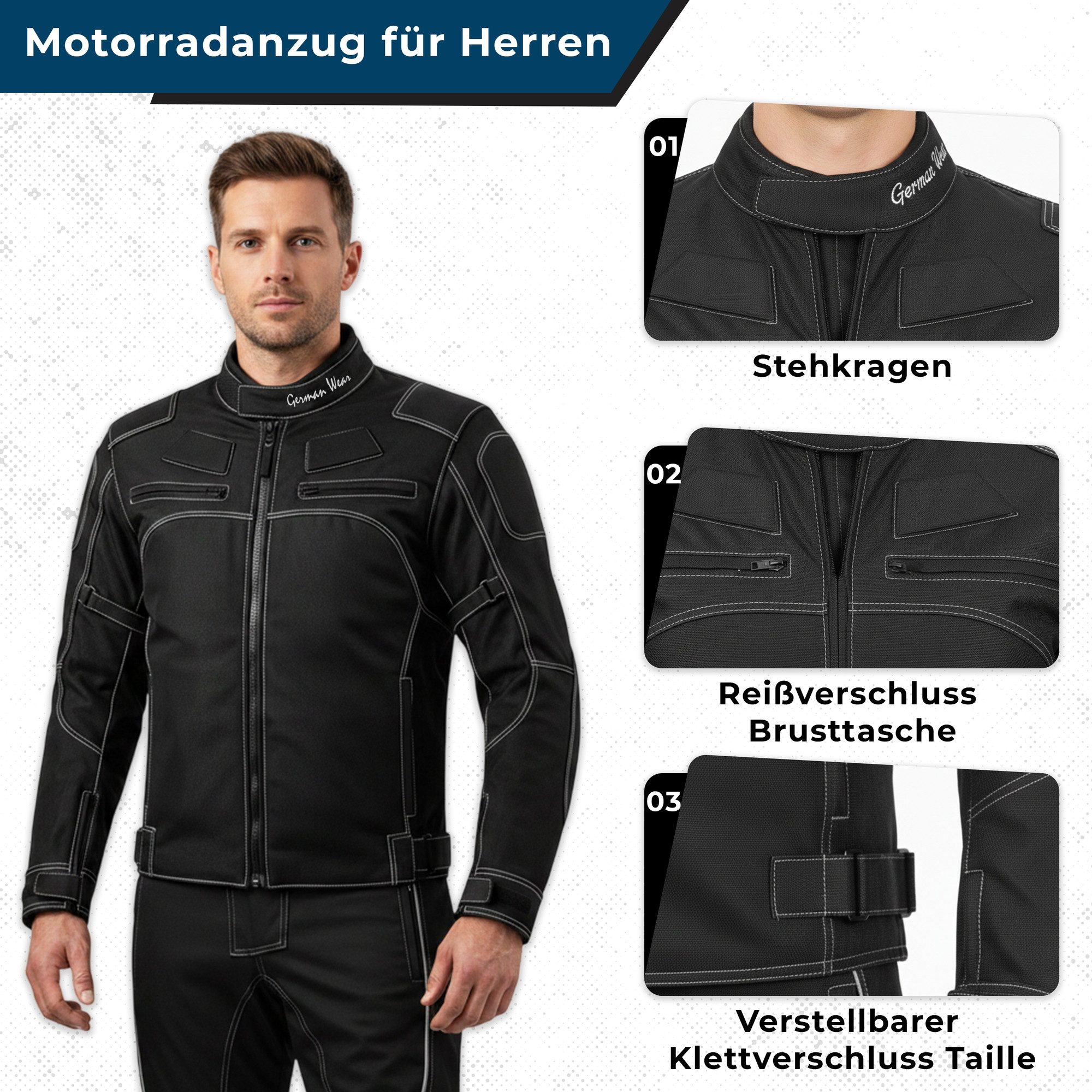 German Wear Motorradkombi GW310K (Set, 2-tlg., mit CE-Protektoren) 2-teiler Motorradjacke + Motorradhose