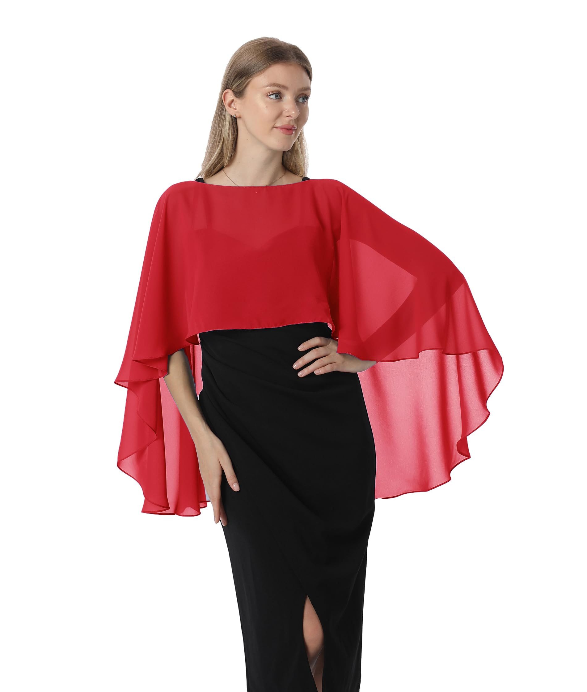 nsihing Bolero Damen Chiffon Cape Schals für Hochzeitskleider Elegantes Bankett Capelets für Hochzeit Braut Abendkleid Brautkleid Sommer