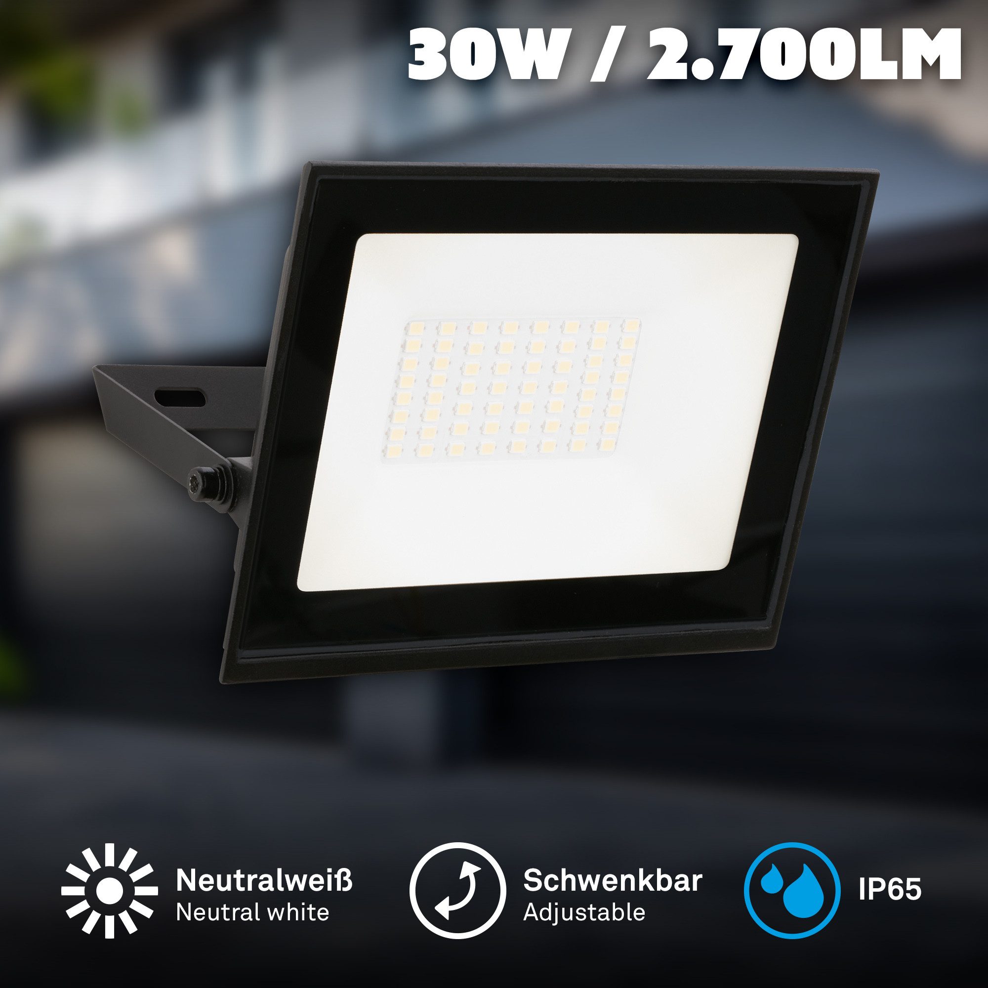 Briloner Leuchten Flutlichtstrahler LED Wandleuchte Außen Bewegungsmelder Wandstrahler Garten Eingang, ohne Bewegungsmelder, LED fest integriert, 4000K - Neutralweiß, Garage, Garten, Auffahrt, Hauseingang