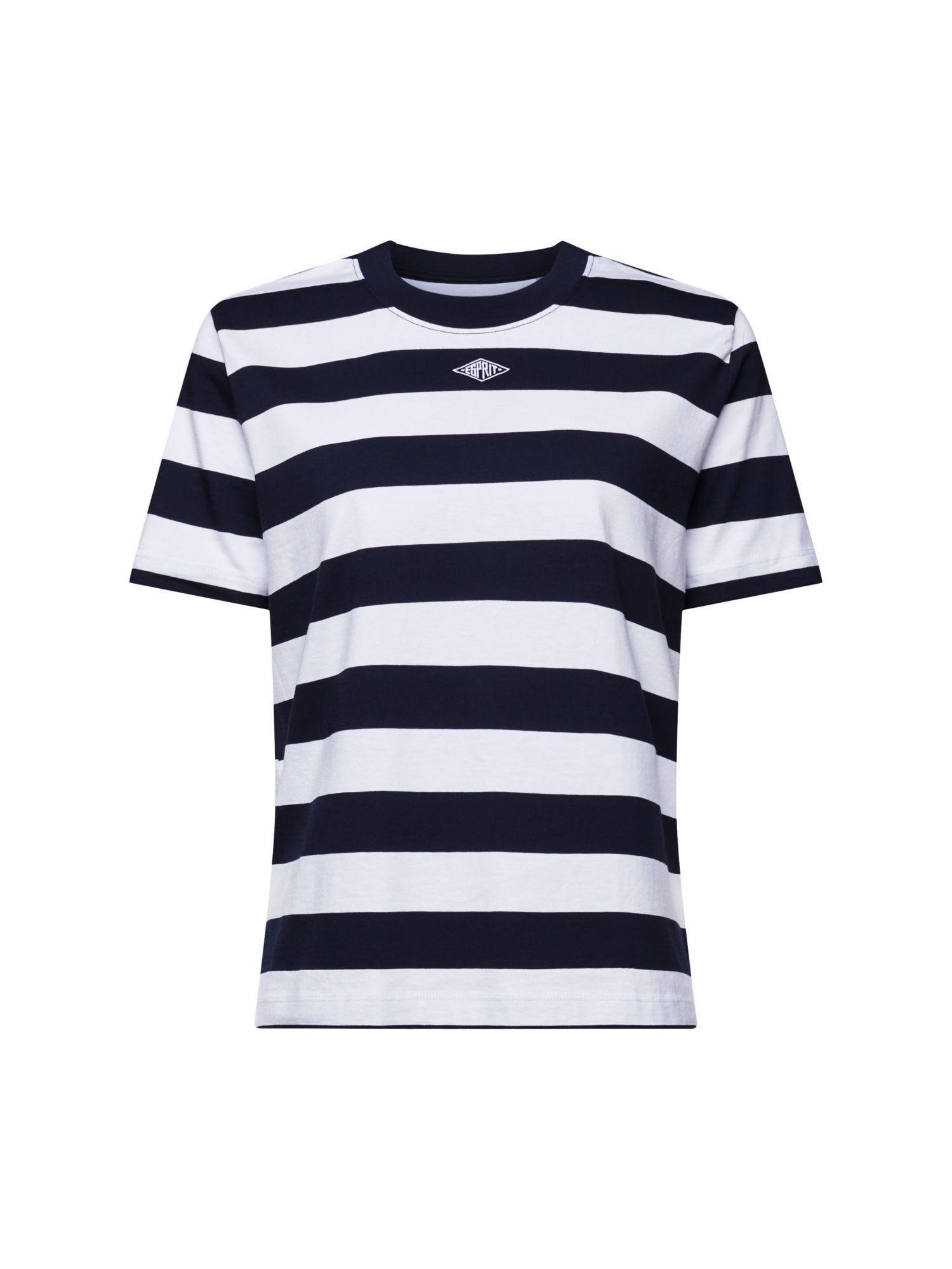 Esprit T-Shirt Gestreiftes T-Shirt mit Logostickerei (1-tlg) NAVY