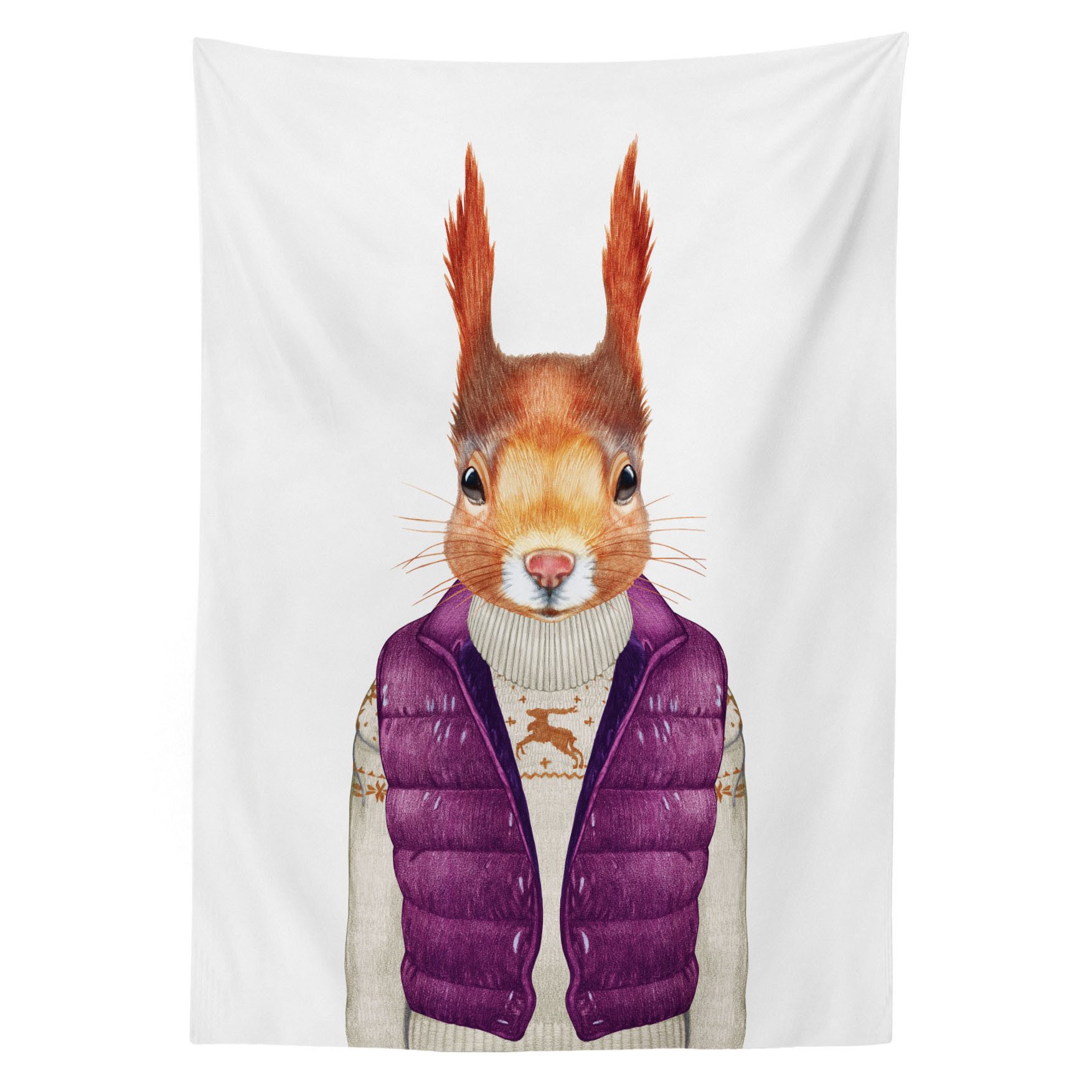 Abakuhaus Tischdecke Farbfest Waschbar Für den Außen Bereich geeignet Klare Farben, Eichhörnchen Tier unten Weste Pullover