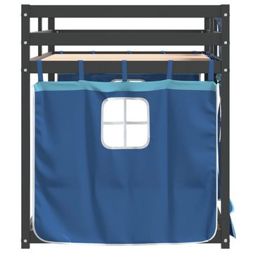 vidaXL Bett Etagenbett mit Vorhängen Blau 80x200 cm Massivholz Kiefer