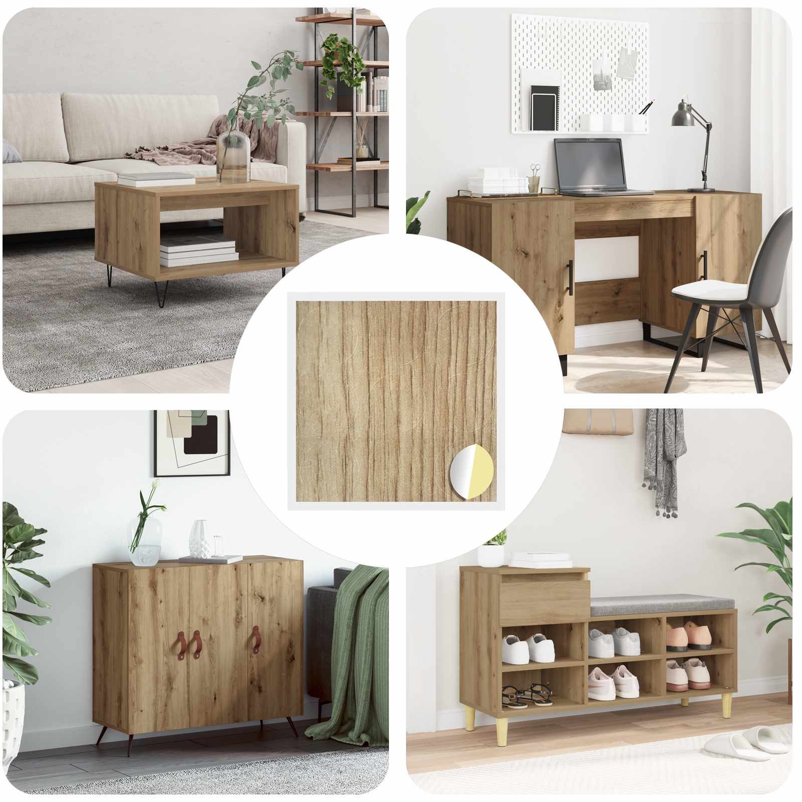 vidaXL Abdeckkappe, Selbstklebende Schraubenabdeckung 12 pcs Artisan-Eiche
