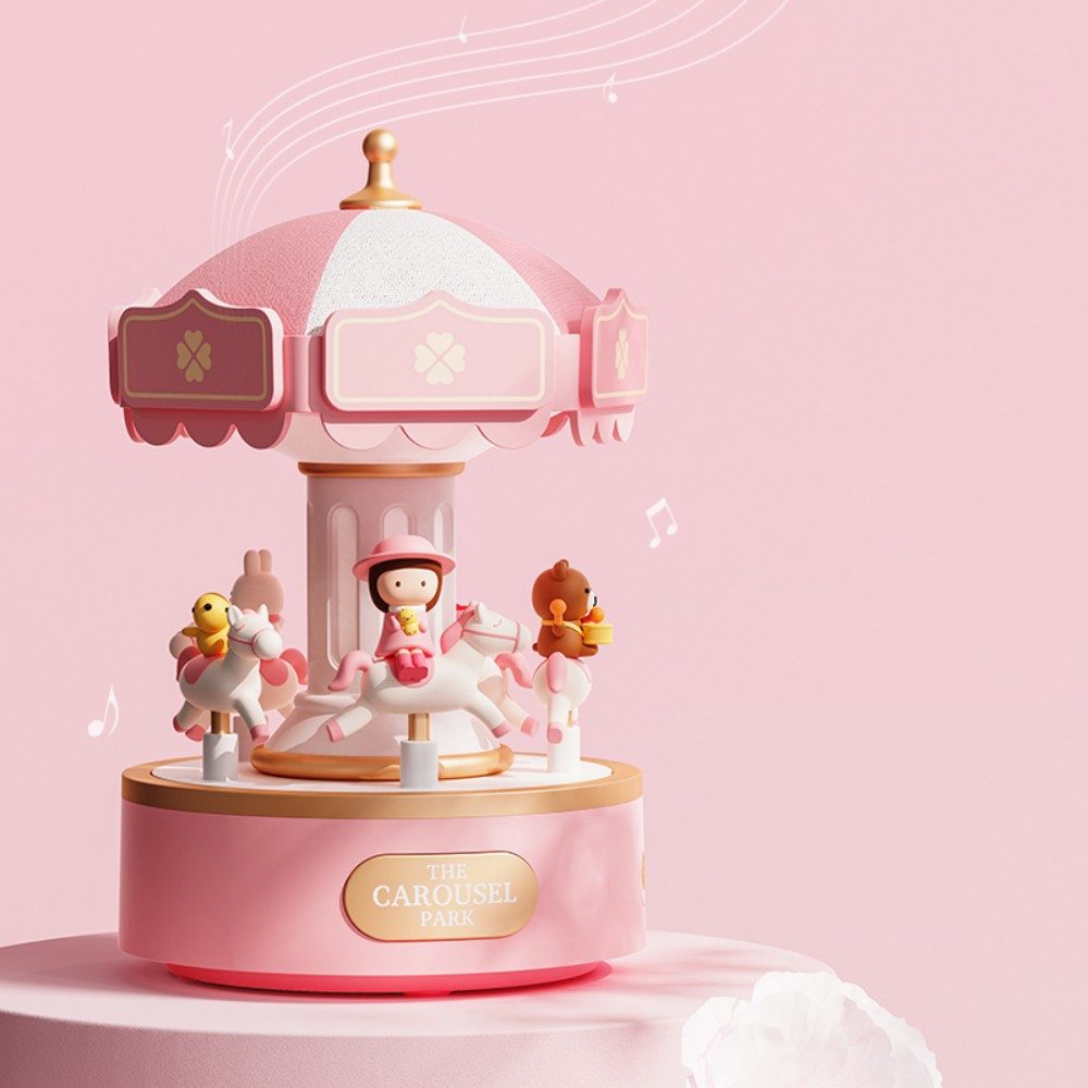 VIVIHEYDAY Spieluhr Karussell Vintage Spieluhr Musikbox mit bunter Beleuchtung LED, (Leuchtend Spielzeug Dekoration Weihnachten Geschenk für Mädchen Kinder)