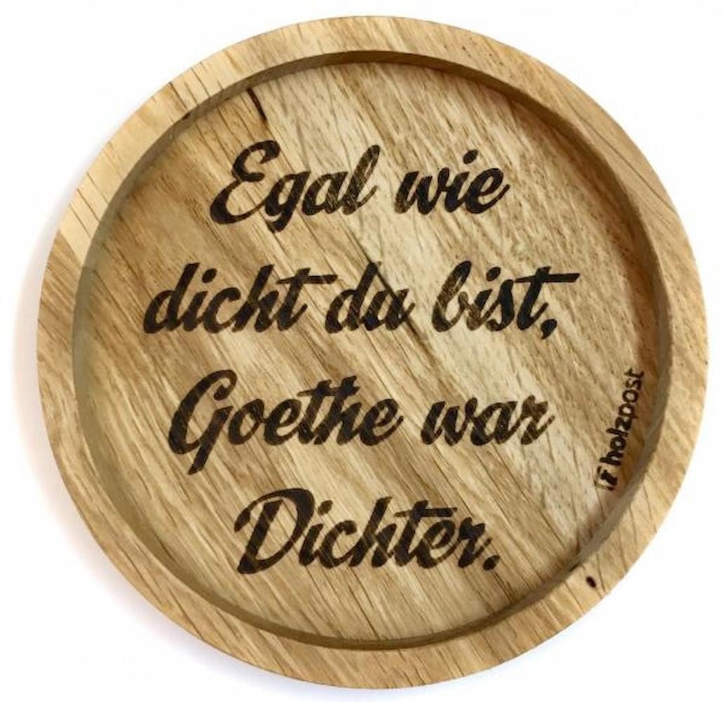 holzpost GmbH Getränkeuntersetzer Dichter, 1-tlg., massives Eichenholz, Runde Einkerbung
