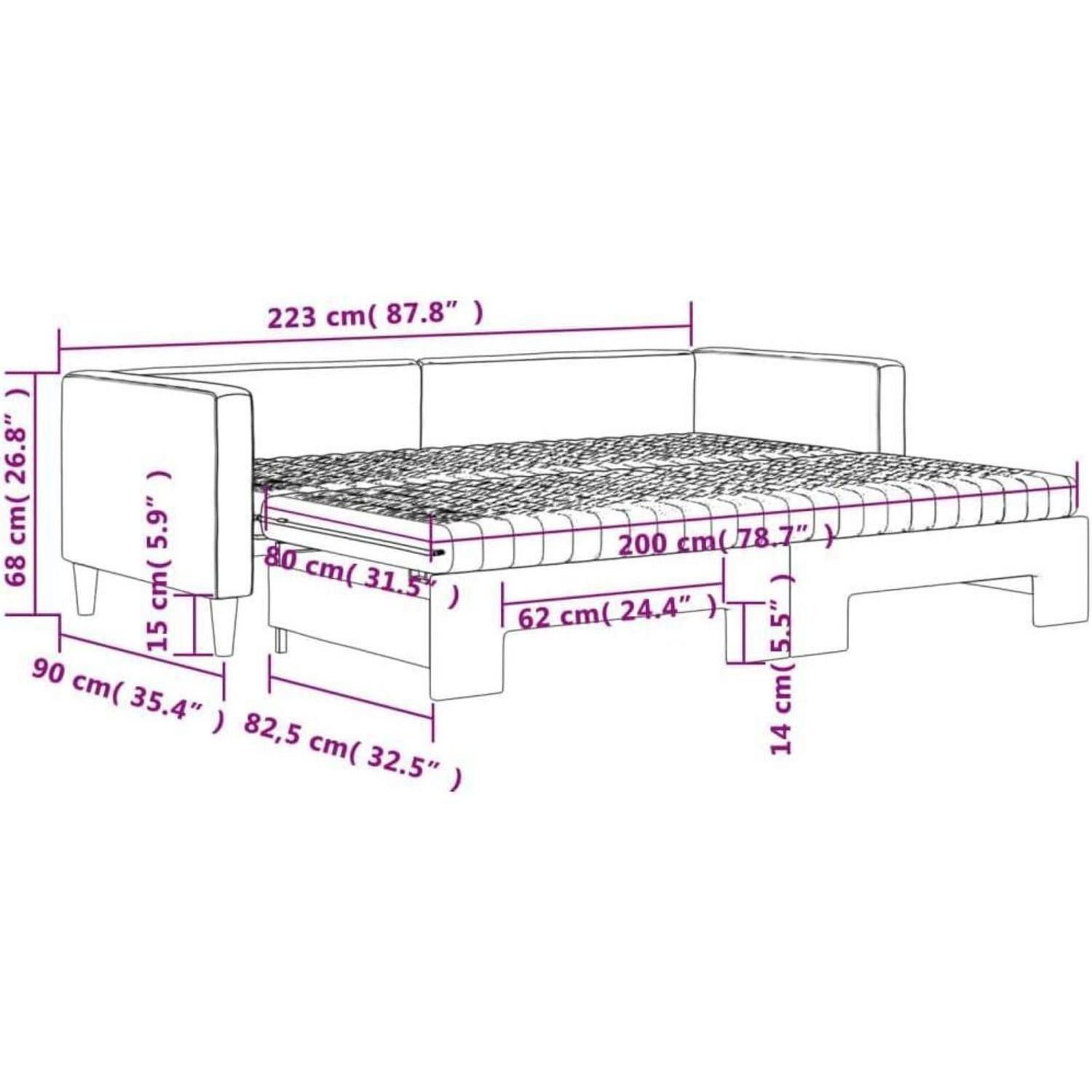 LuxusKollektion Schlafsofa Sofabett Doppelschlafstuhl 80 x 200 mit Bettkasten & Matratze Schwarz