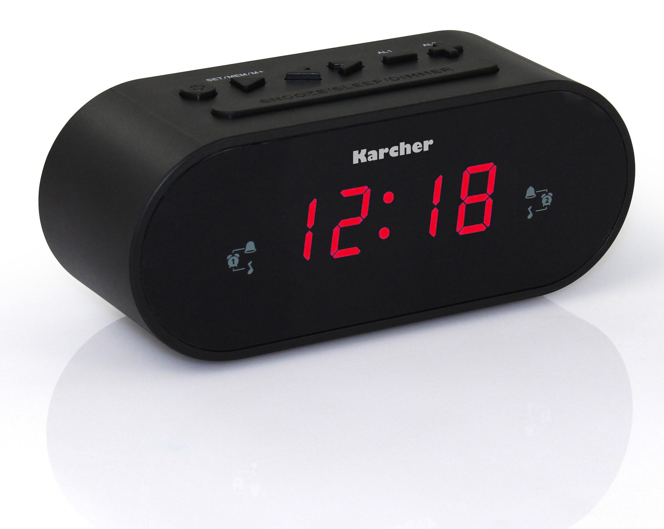Karcher UR 1030 Uhrenradio (FM, Radiowecker (UKW-Radio, dimmbares Display, Dual-Alarm)