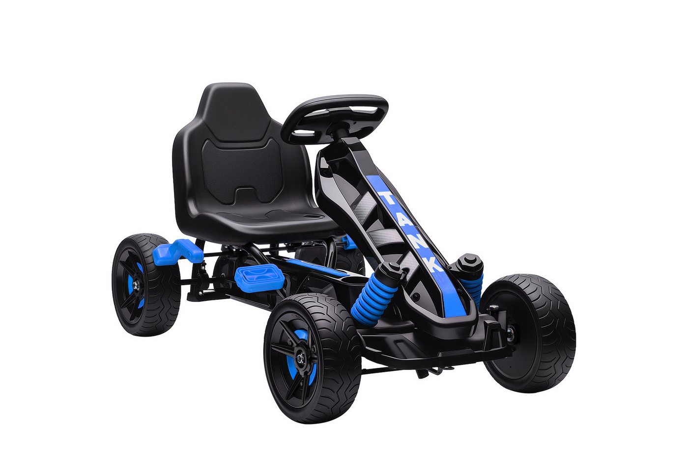 AIYAPLAY Go-Kart Tretauto mit Handbremse, Vor- und Rückwärtsgang, Tretfahrzeug, für Kinder 3-6 Jahren Blau