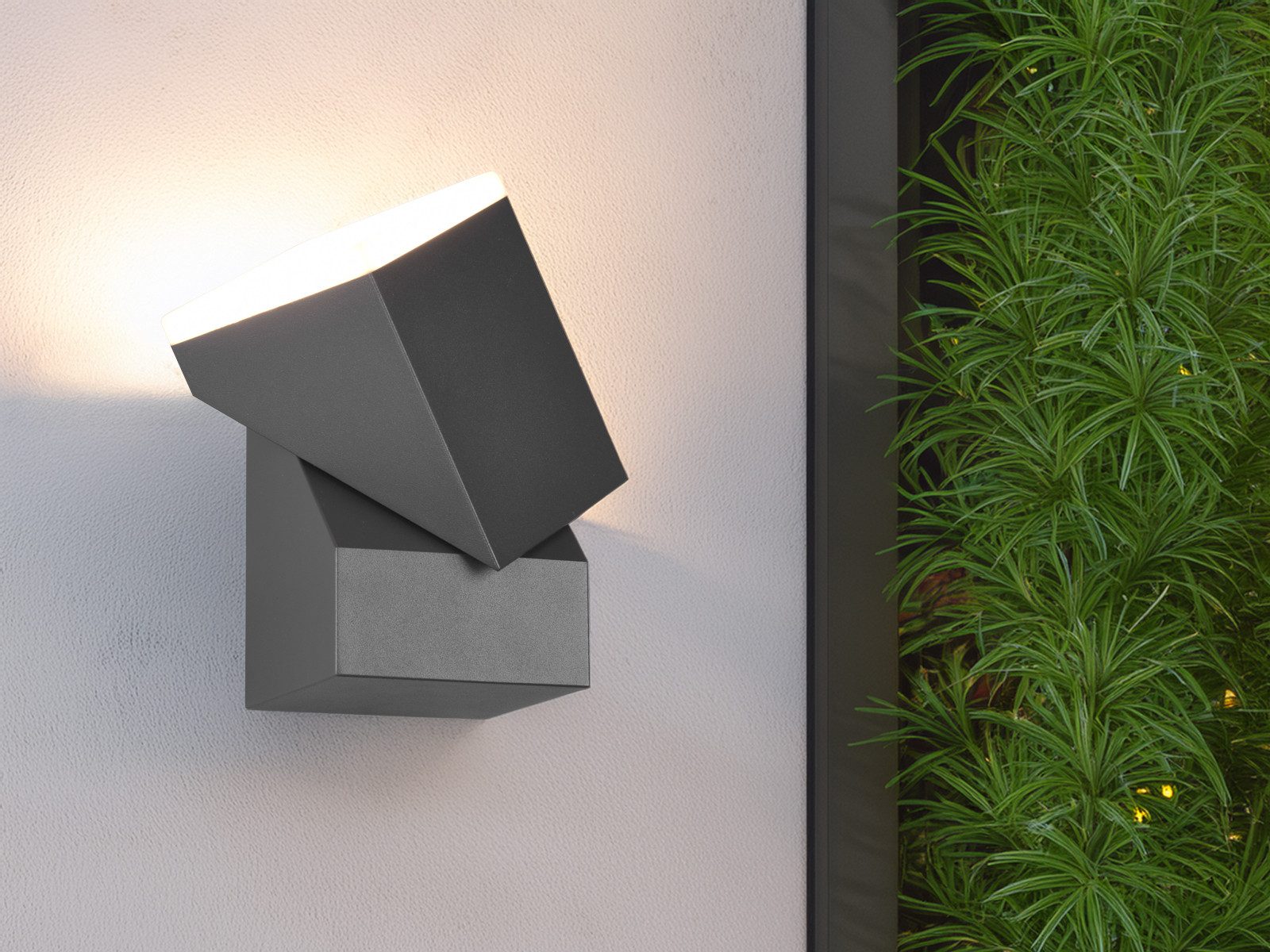 TRIO Leuchten LED Außen-Wandleuchte, LED fest integriert, warmweiß, Wand Außenleuchte, Hausbeleuchtung Leuchtelement schwenkbar, Höhe 16cm